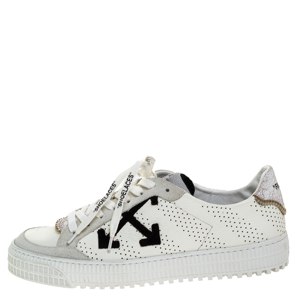 

Off-White White Suede Leather Vulvanised Low Top Sneakers Size