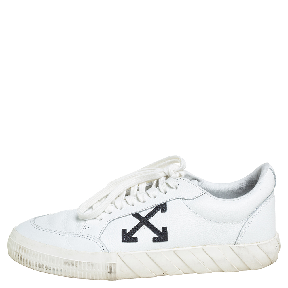 

Off-White White Leather Vulcanized Low Top Sneakers Size