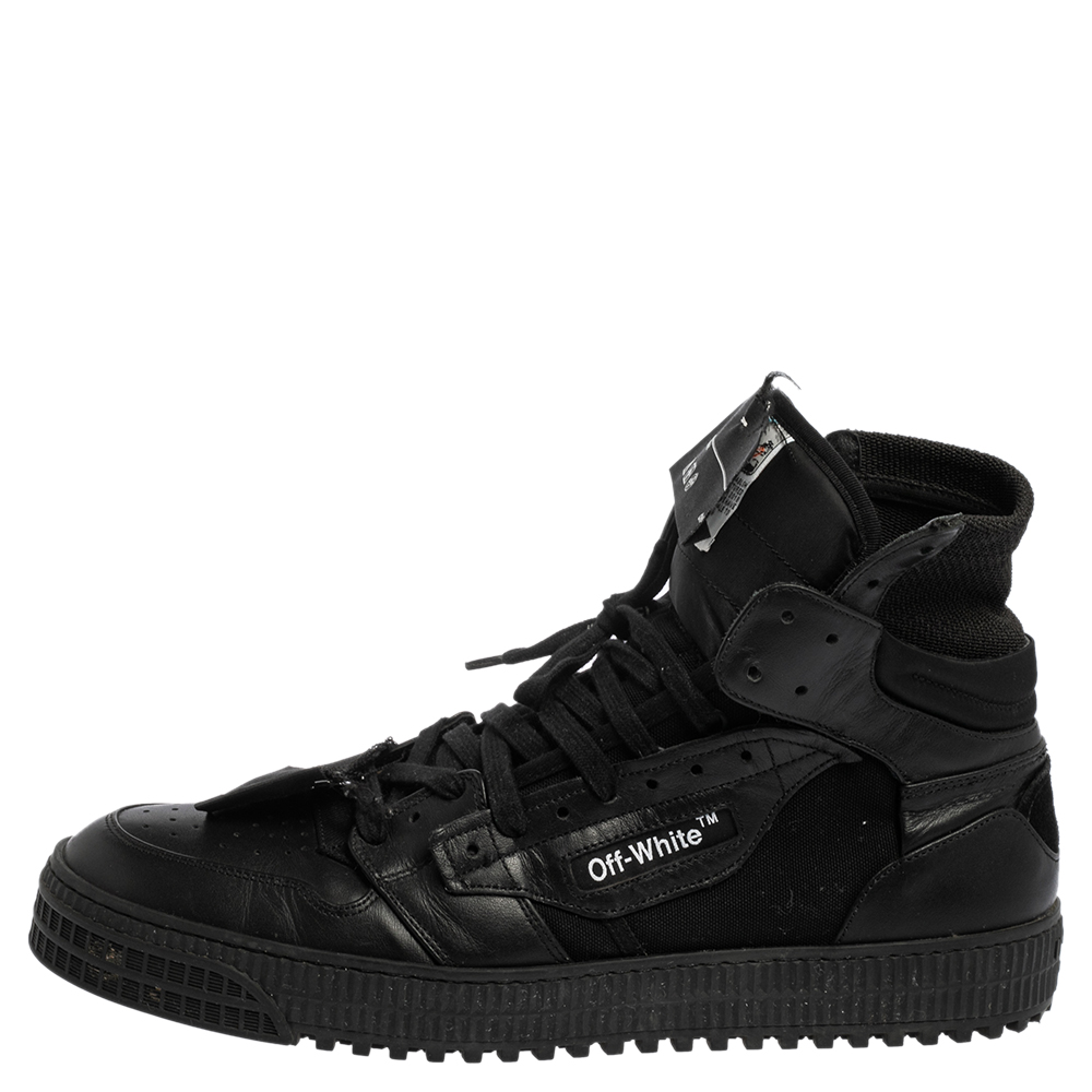 

Off White Black Leather and Canvas Off Court 3.0 Sneakers Size