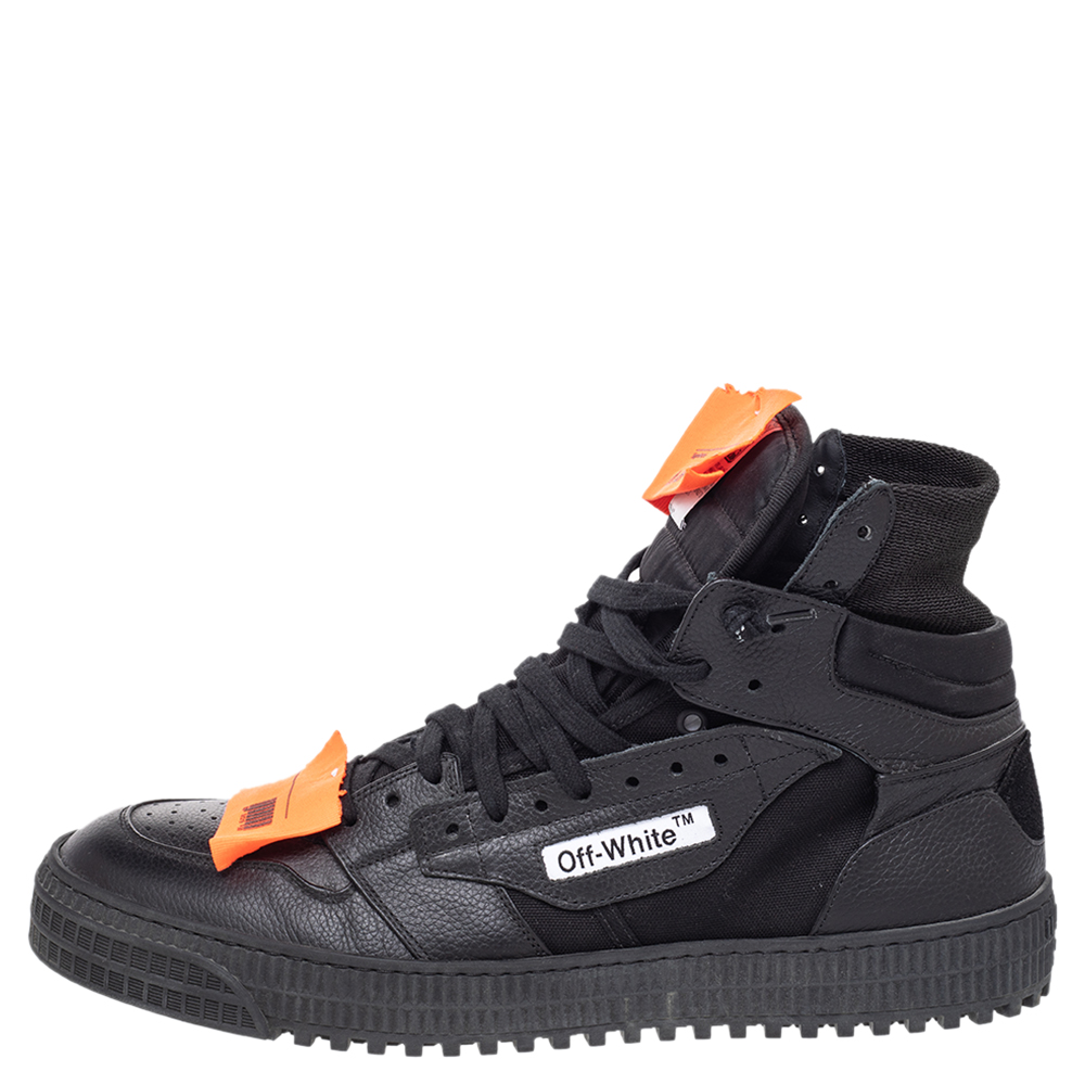 

Off-White Black Leather And Canvas Off-Court 3.0 Hight Top Sneakers Size