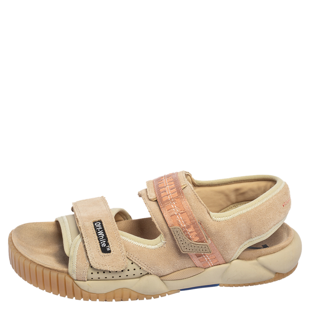 

Off-White Beige Suede And Rubber Oddsy Minimal Velcro Sandals Size