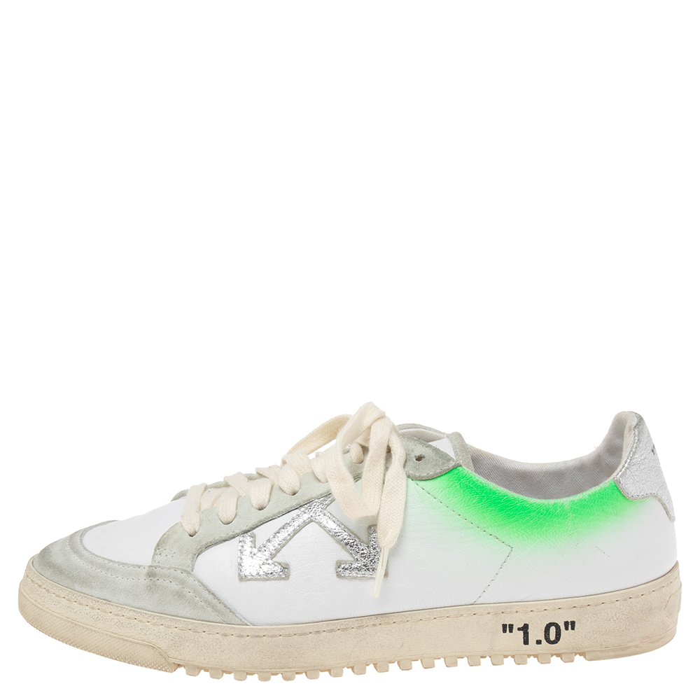 

Off-White Multicolor Suede And Leather Lace Low Top Sneakers Size