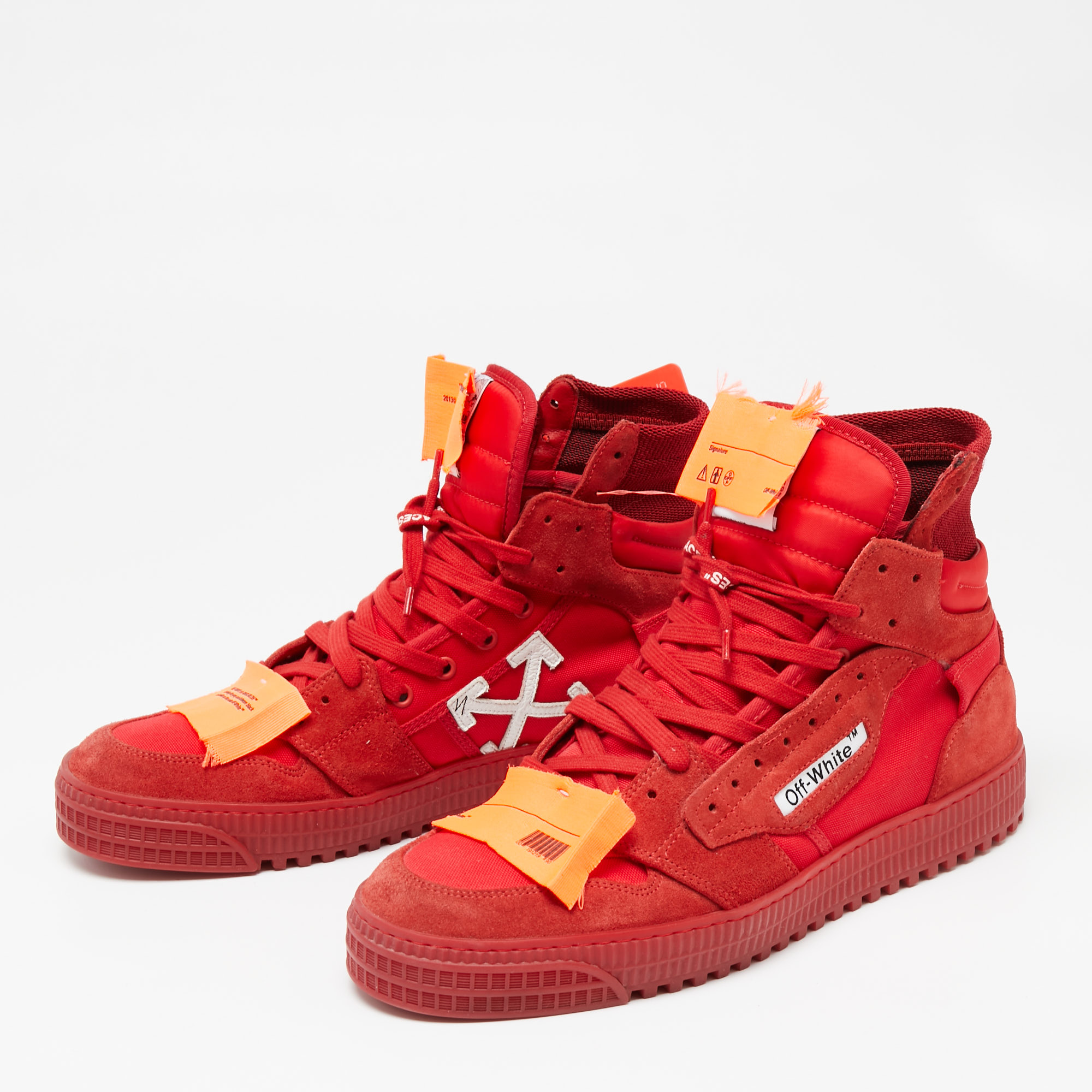 

Off-White Red Suede And Canvas Off Court 3.0 High Top Sneakers Size