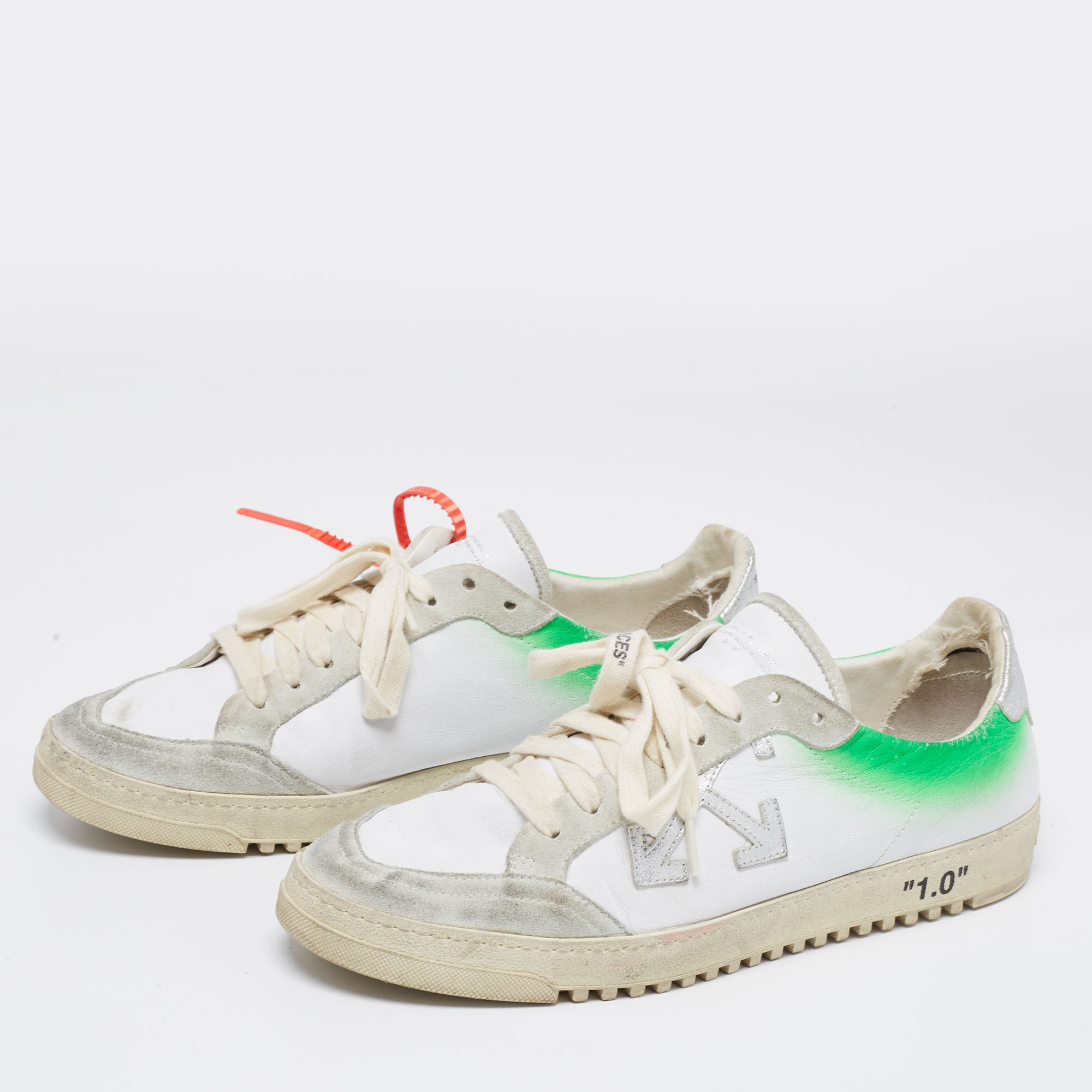 

Off-White Multicolor Leather And Suede Low Top Sneakers Size