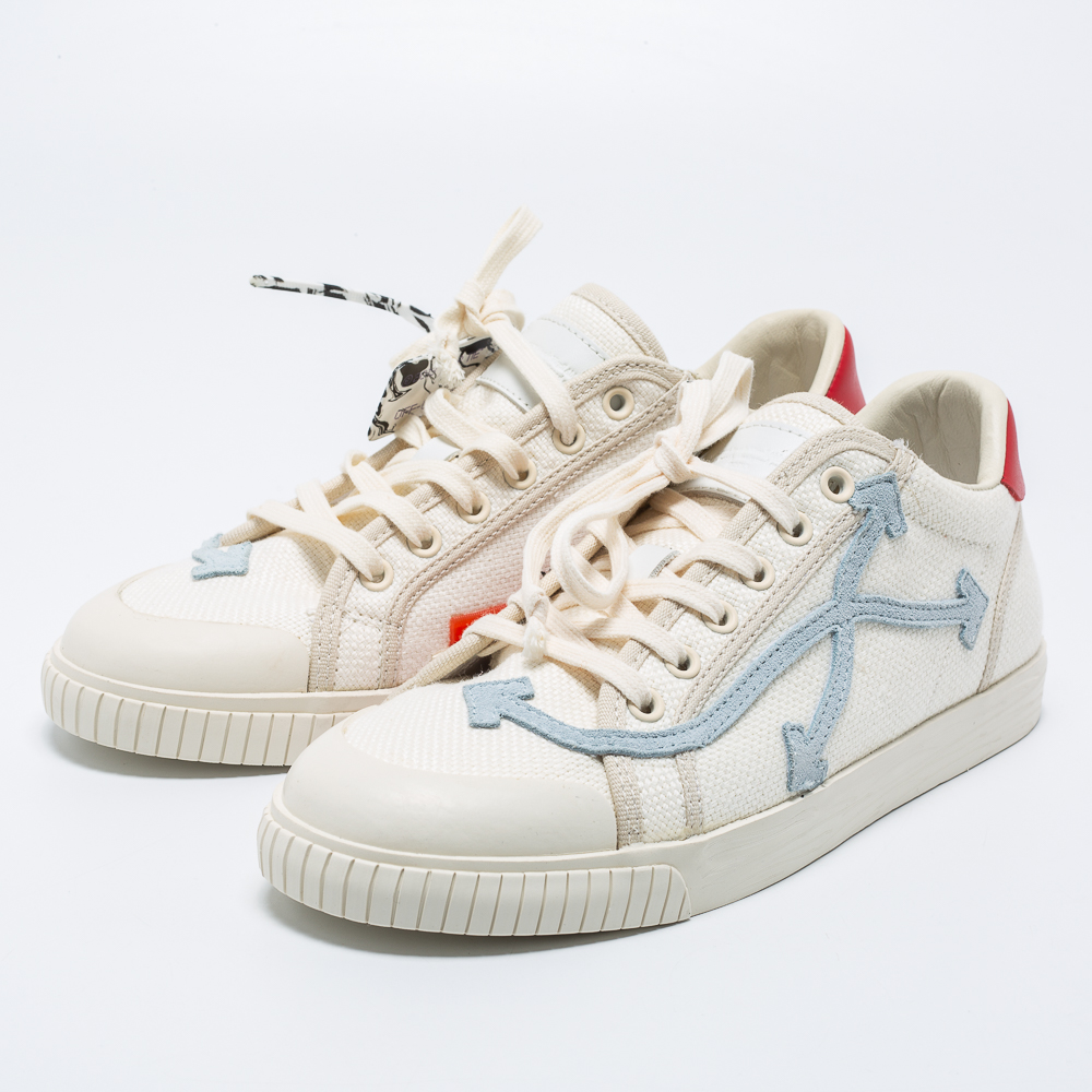 

Off-White White/Red Canvas And Leather Vulcanised Sneakers Size