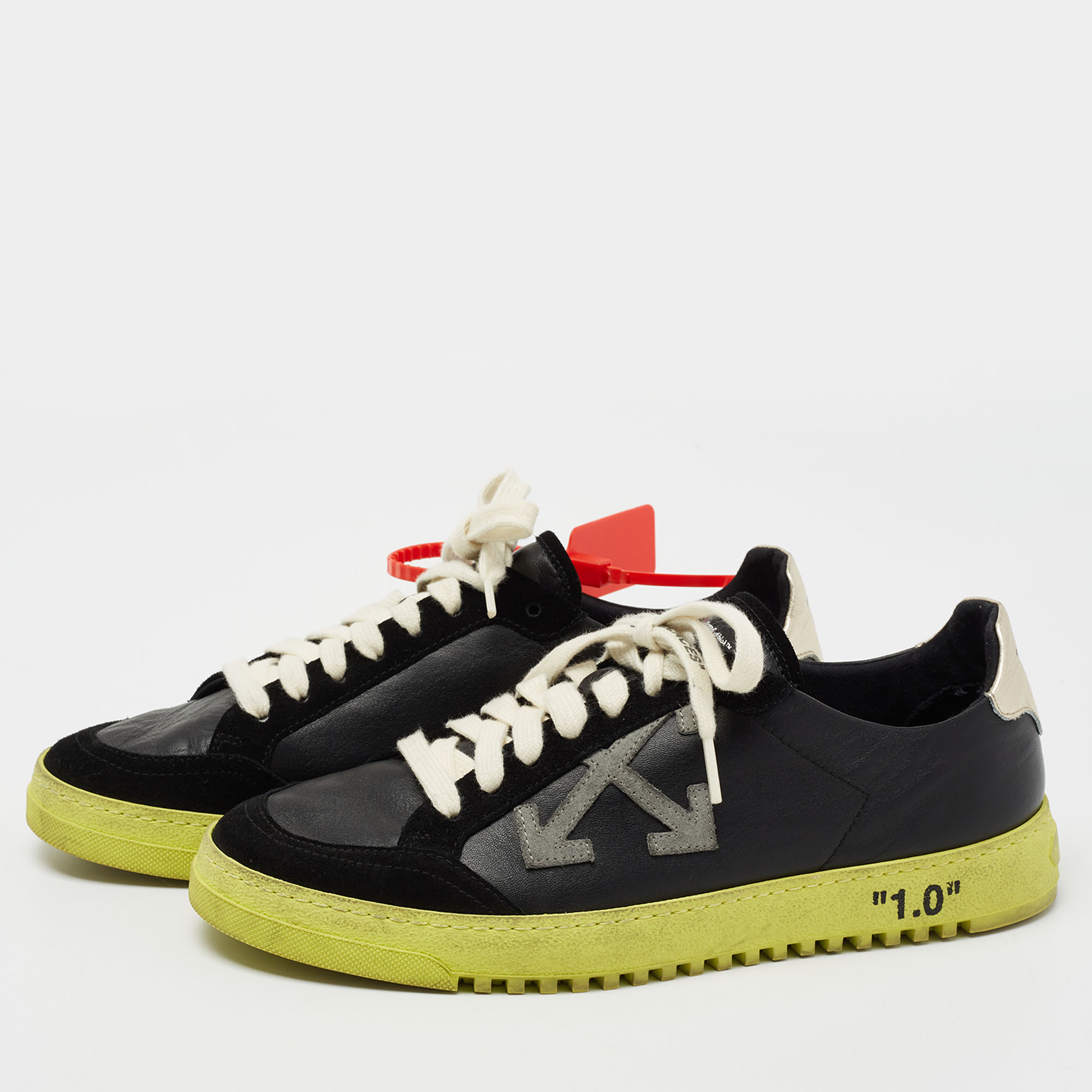 

Off-White Black Leather And Suede Official Low Top Sneakers Size
