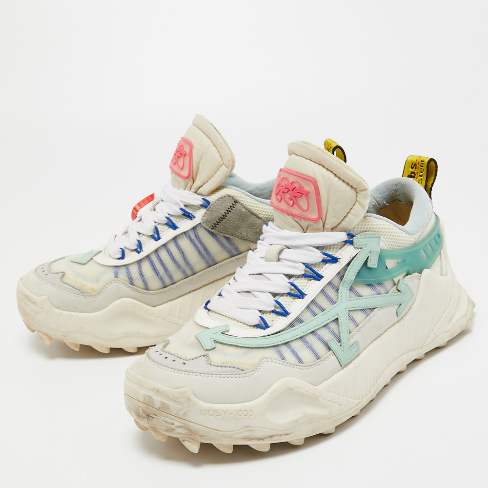 

Off White Multicolor Mesh and Leather Odsy 1000 Sneakers Sneakers Size