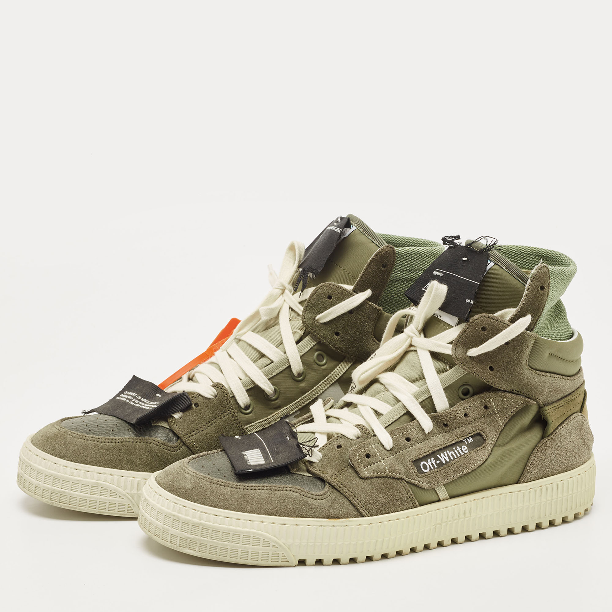 

Off-White Green Suede and Leather Off Court 3.0 High Top Sneakers Size