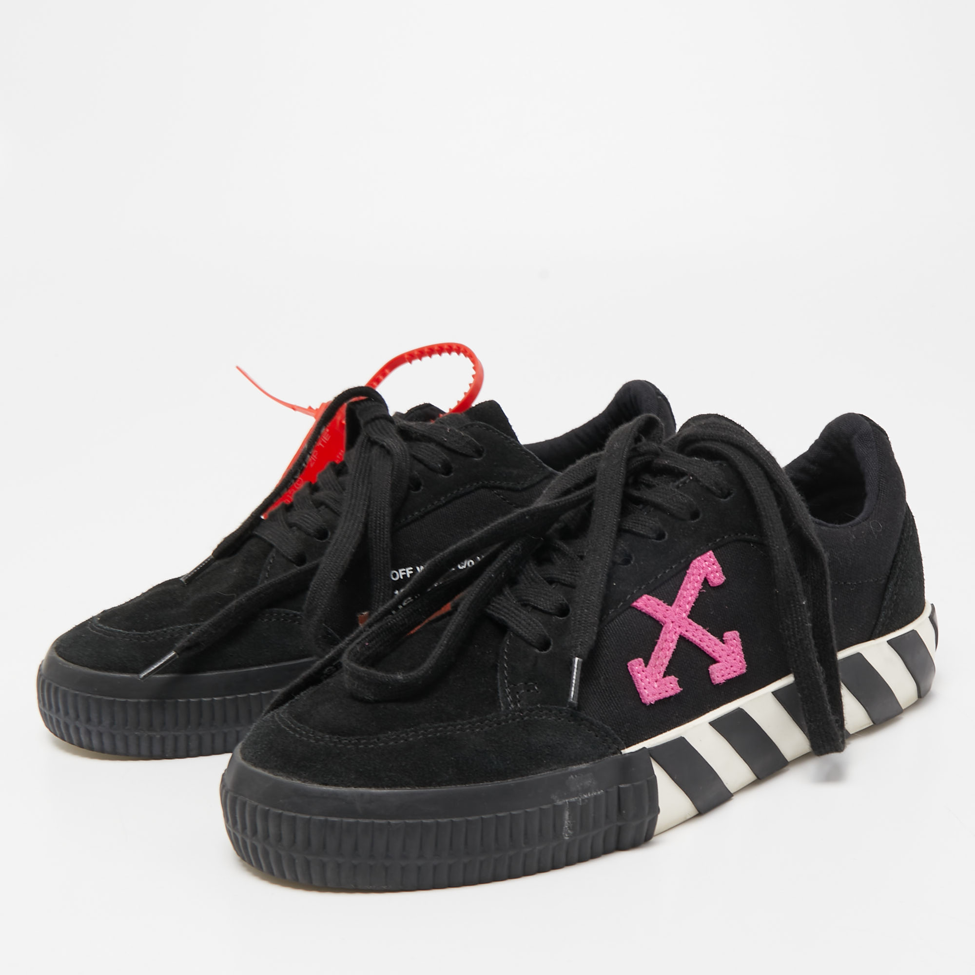 

Off-White Black Suede Vulcanized Low Top Sneakers Size