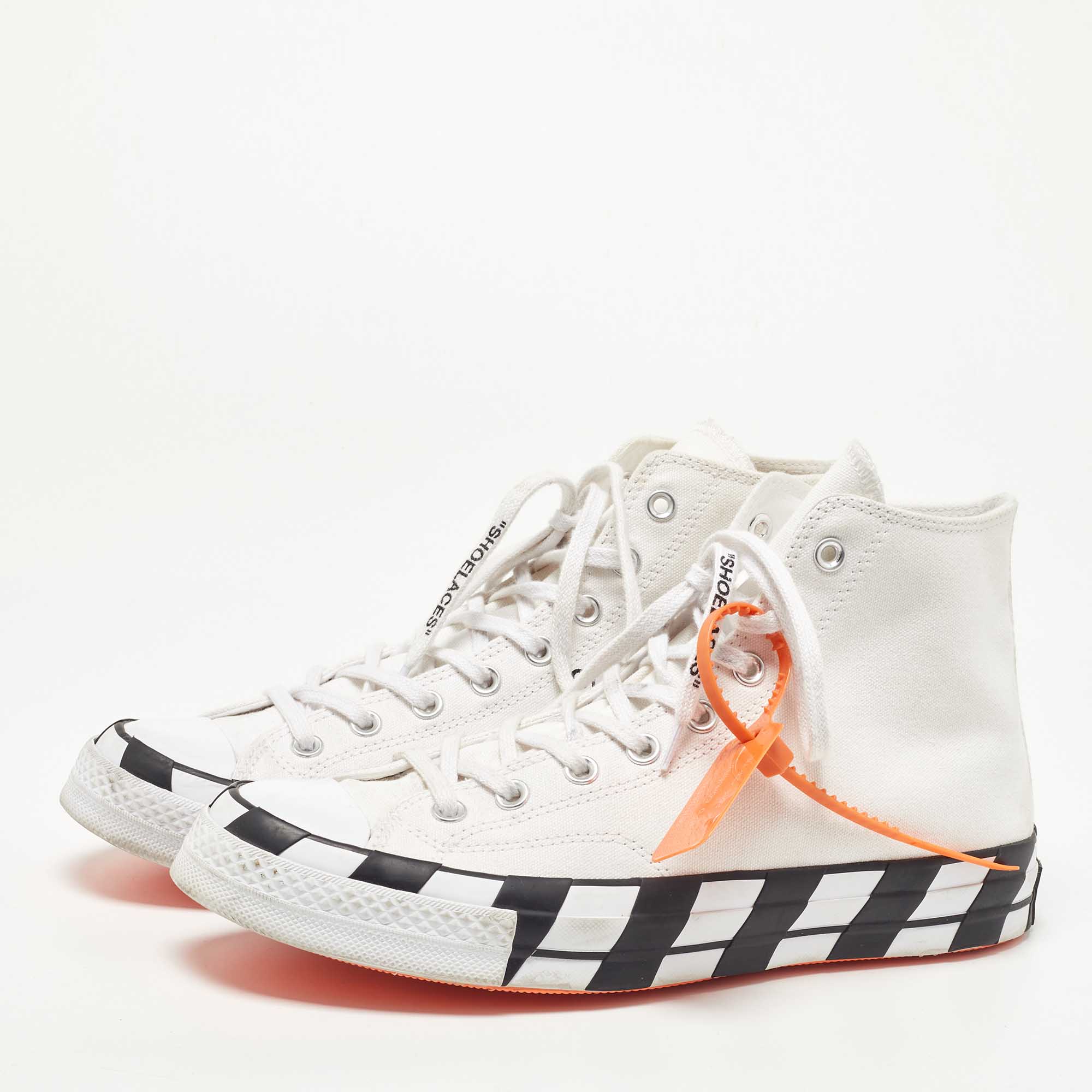 

Converse x Off-White White Canvas High Top Trainers Sneakers Size