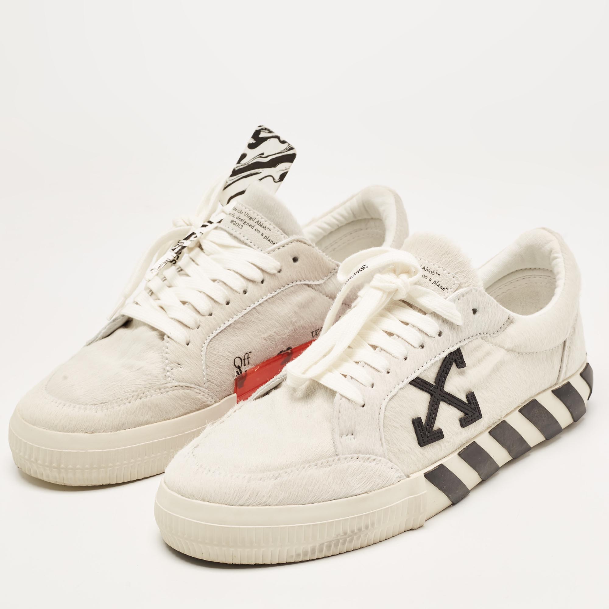 

Off-White White/Black Calf Hair Vulcanized Low Sneakers Size