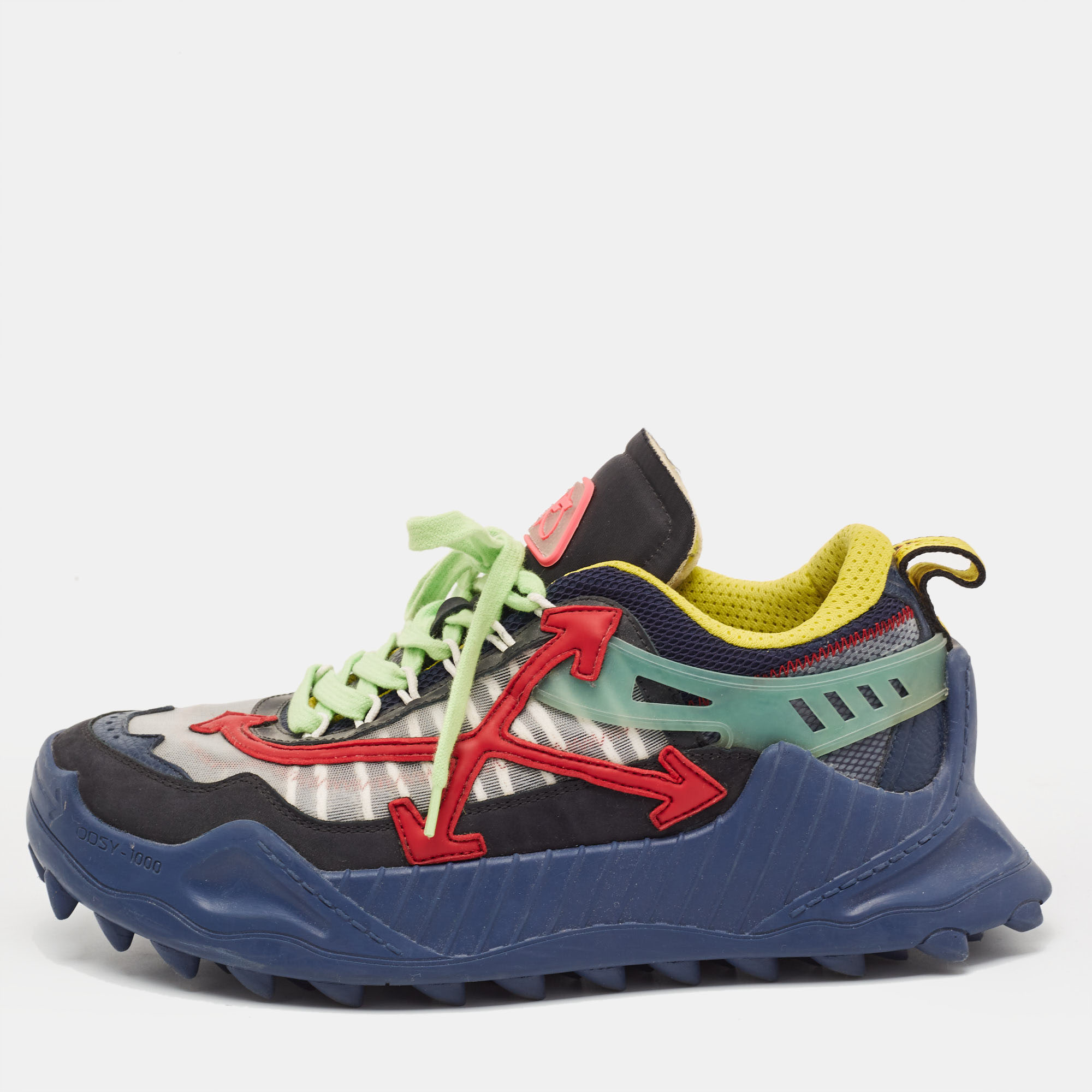 

Off- White Multicolor Leather and Mesh Odsy Sneakers Size