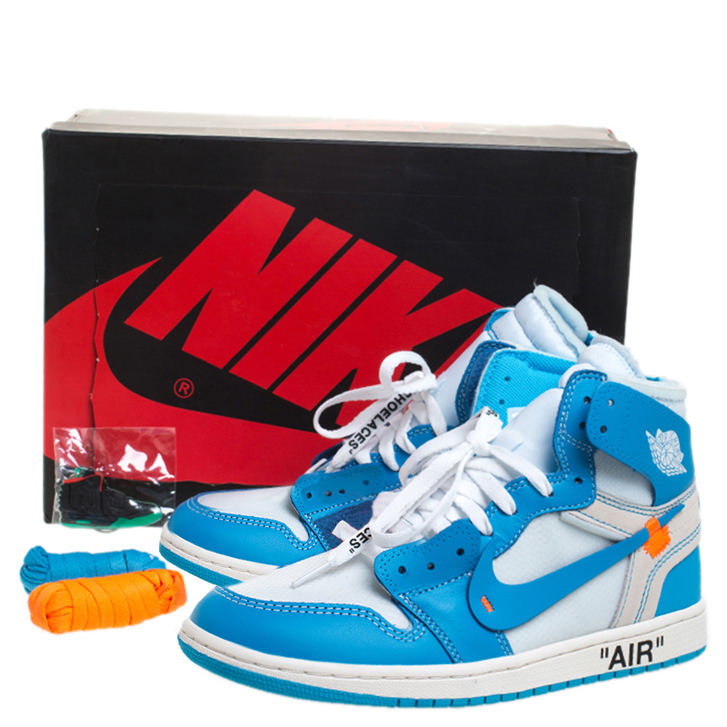 Air jordan 1 leather high trainers Nike x Off-White Blue size 12 US in  Leather - 24676434