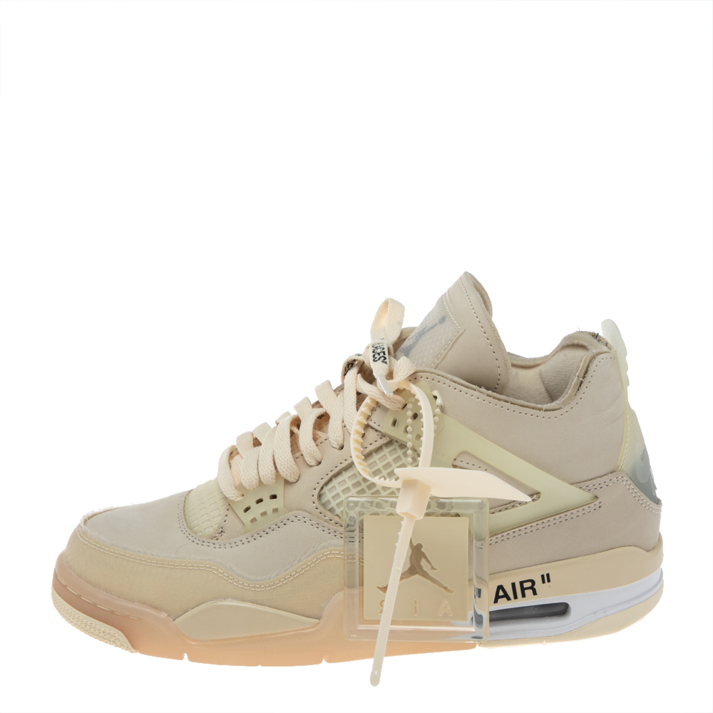 

Air Jordan Off White X Nike Cream Nubuck Leather Air Jordan 4 Retro High Top Sneakers Size