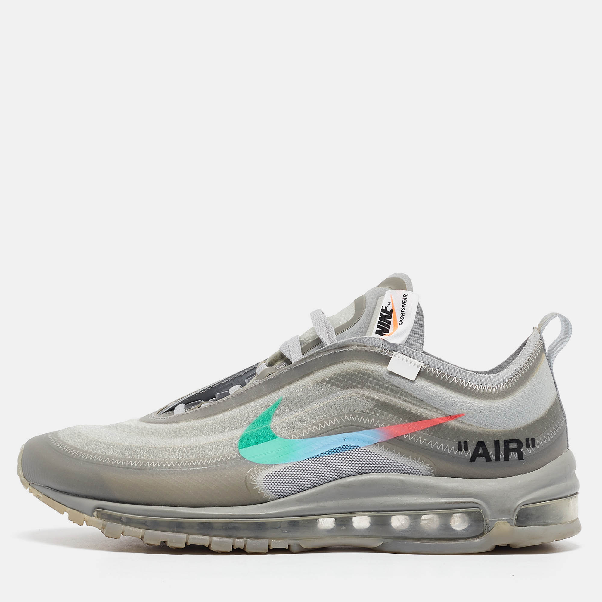 

Off-White x Nike Grey Mesh and Rubber Air Max Lace Up Sneakers Size