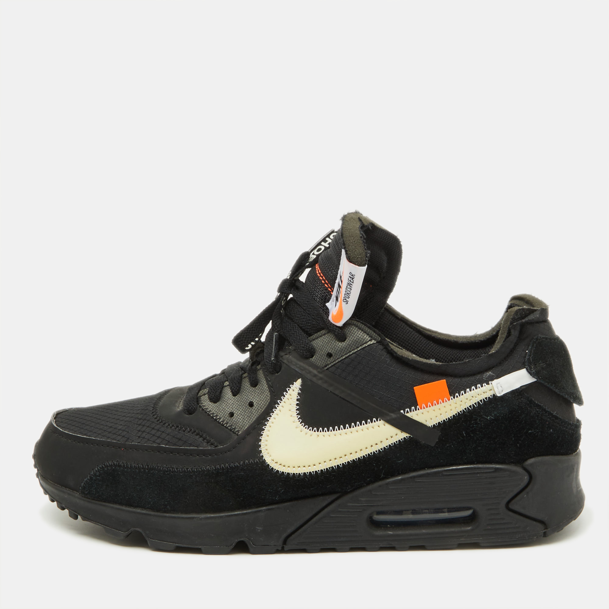 

Off-White x Nike Black Fabric and Suede Air Max 90 Sneakers Size