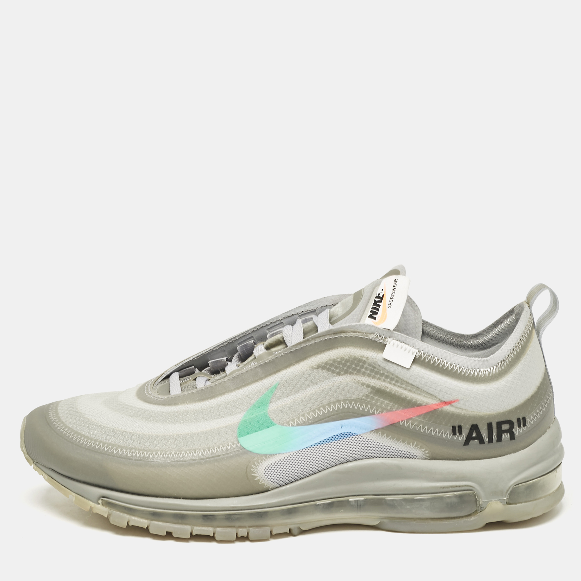 

Off White x Nike Grey Mesh and Rubber Air Max 97 Menta Sneakers Size 45