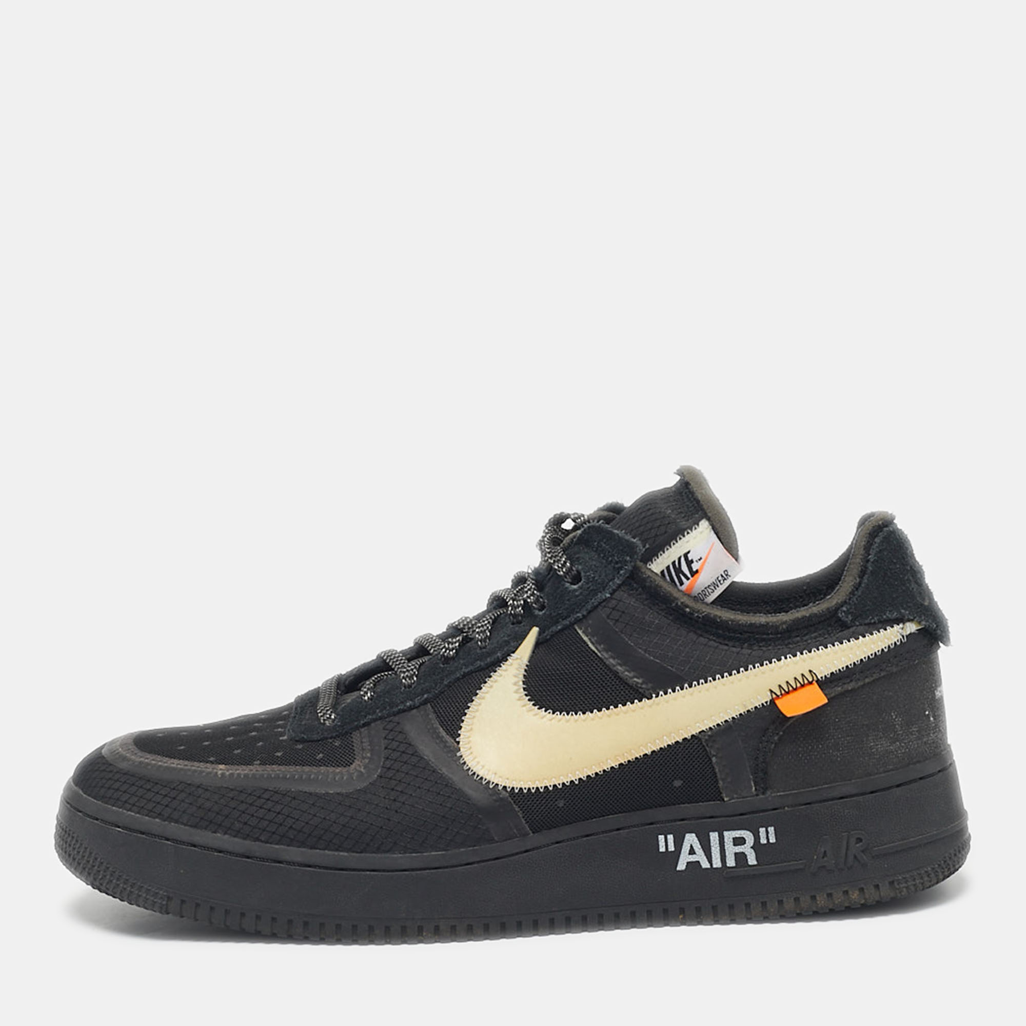 

Off-White x Nike Black Mesh and Suede Air Force 1 Low Sneakers Size 46