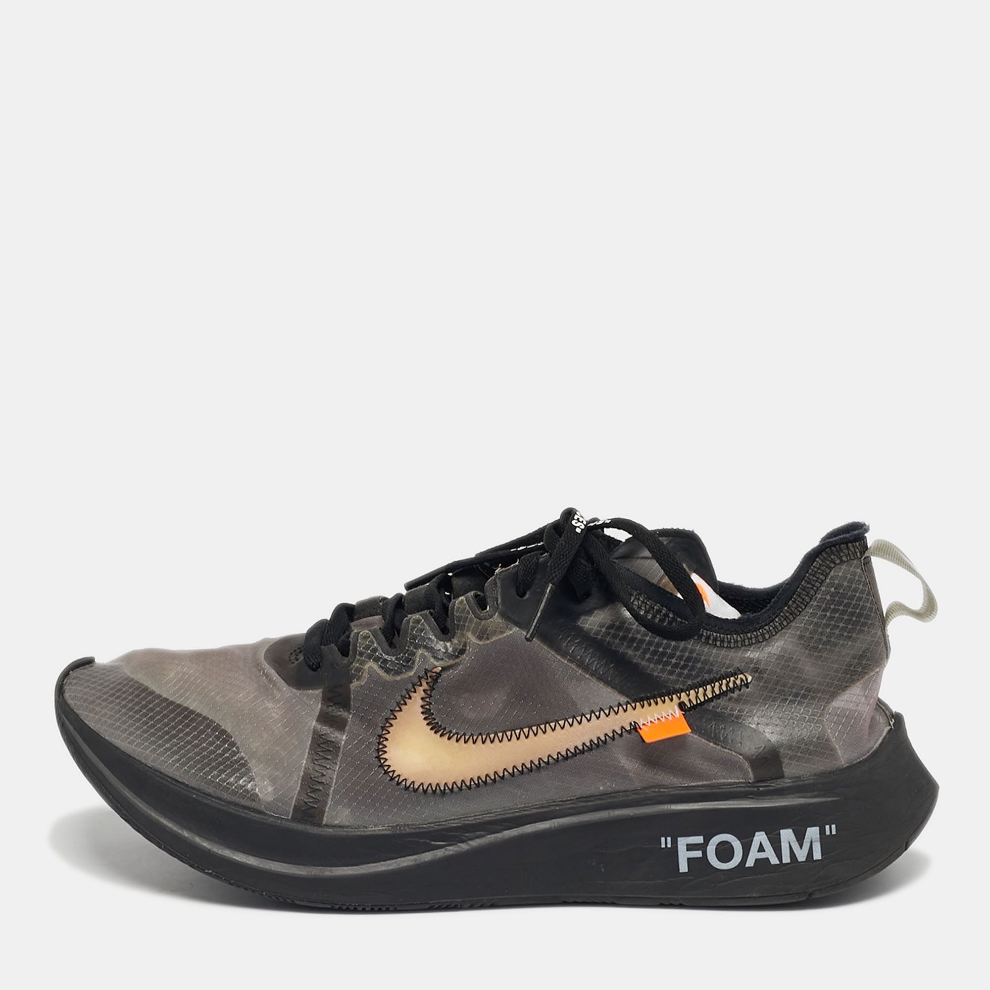 

Off-White x Nike Black Nylon Zoom Fly Lace Up Sneakers Size