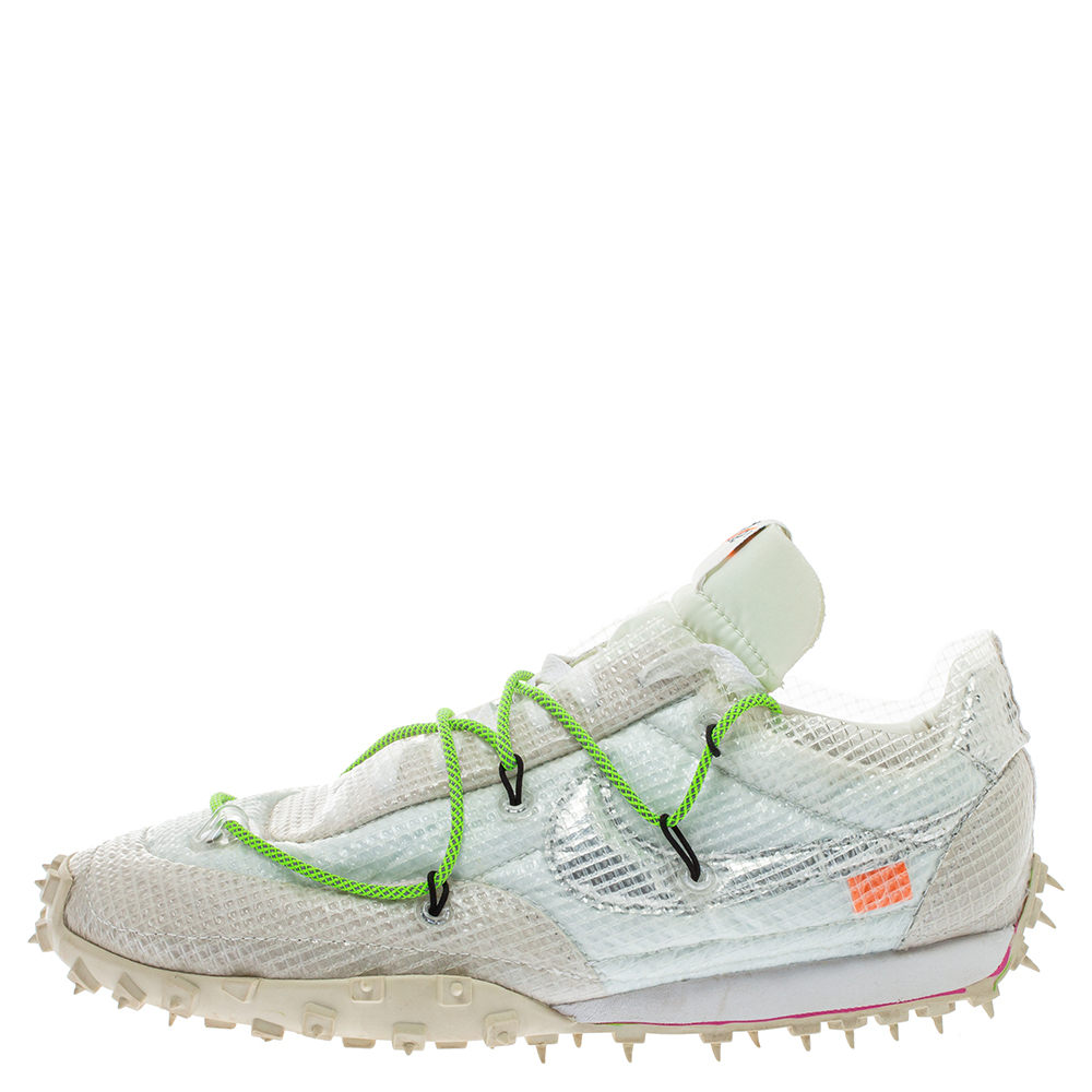 

Off White x Nike White PVC Waffle Racer Low Top Sneakers Size