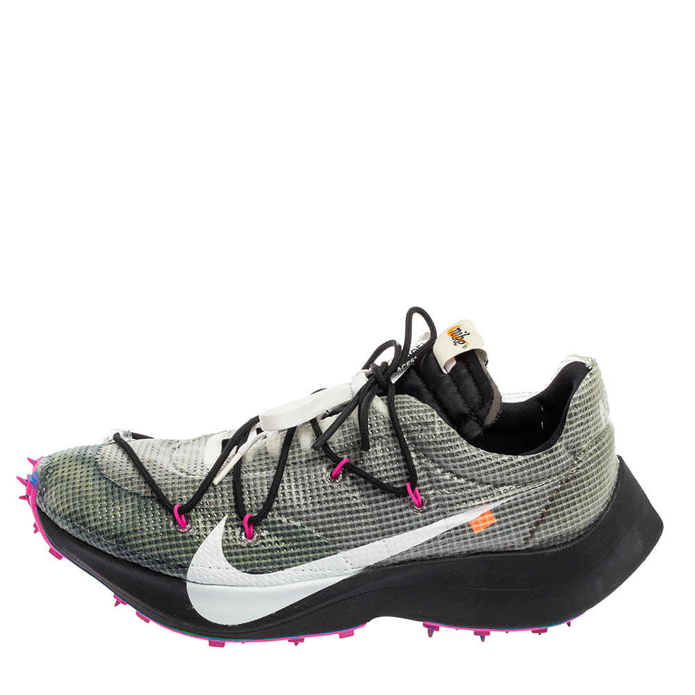

Off White x Nike Black/Pink Nylon And Suede Vapor Street Sneakers Size