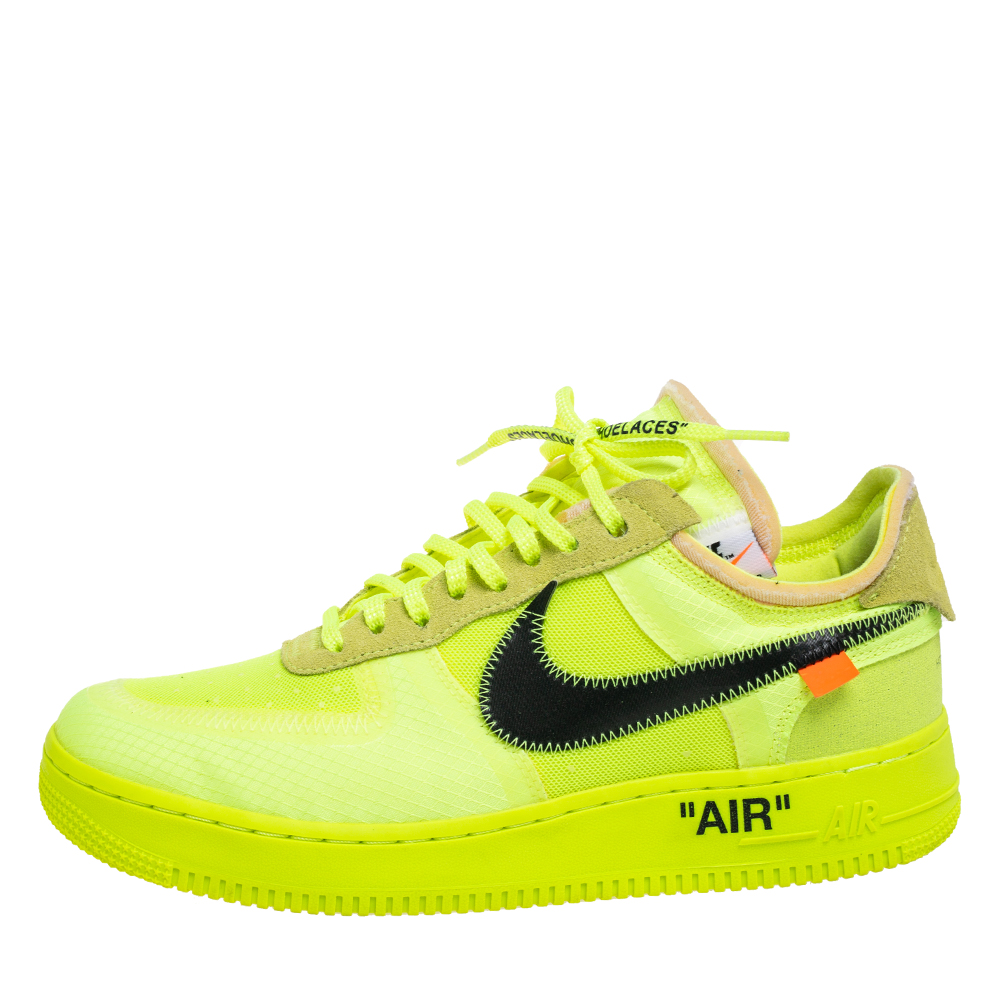 

Off White x Nike Green Mesh And Suede Air Force 1 Volt Sneakers Size