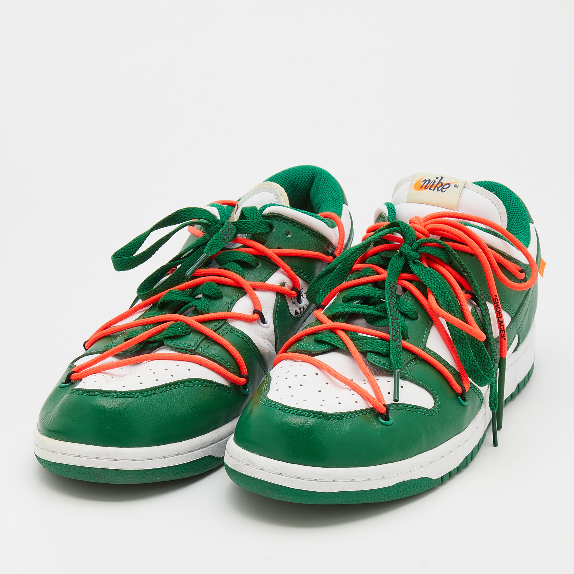 

Off-White x Nike Green/White Leather Dunk Low Top Sneakers Size