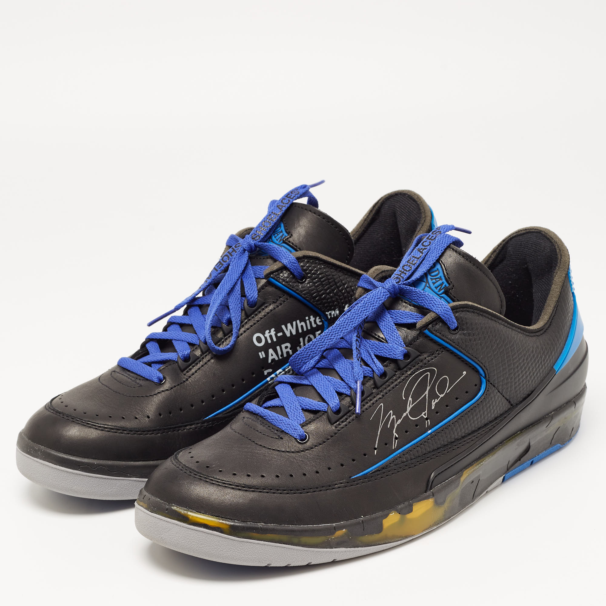 

Nike x Off White Black/Blue Air Jordan 2 Retro Low Sneakers Size