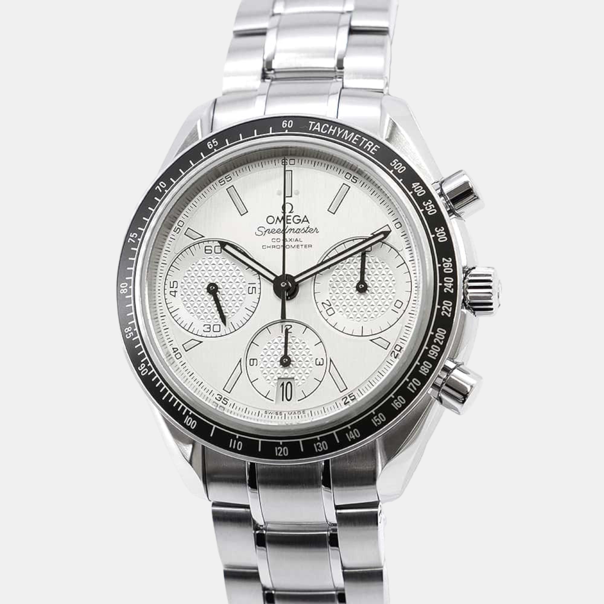 

Omega Silver Stainless Steel Speedmaster Racing Automatic Men's Wristwatch 40 mm