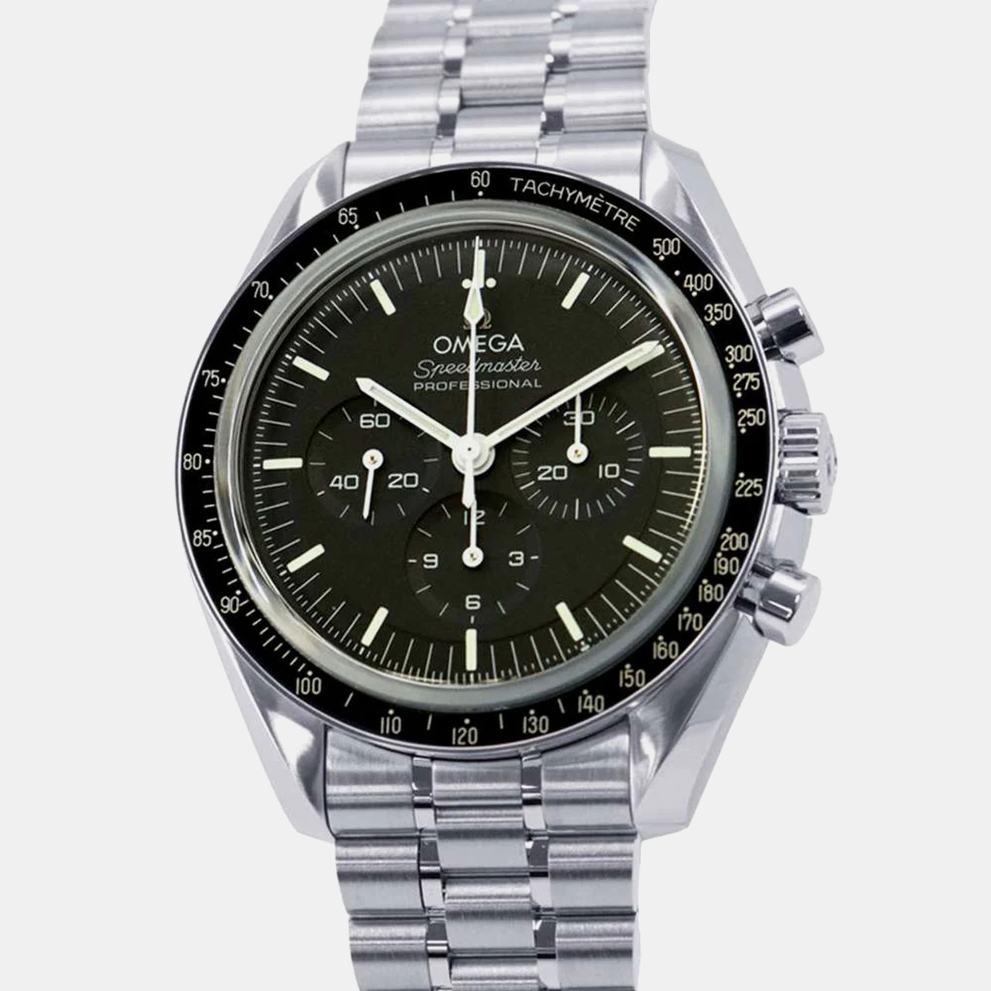 

Omega Black Stainless Steel Speedmaster Moonwatch 310.30.42.50.01.002 Manual Winding Men's Wristwatch 42 mm