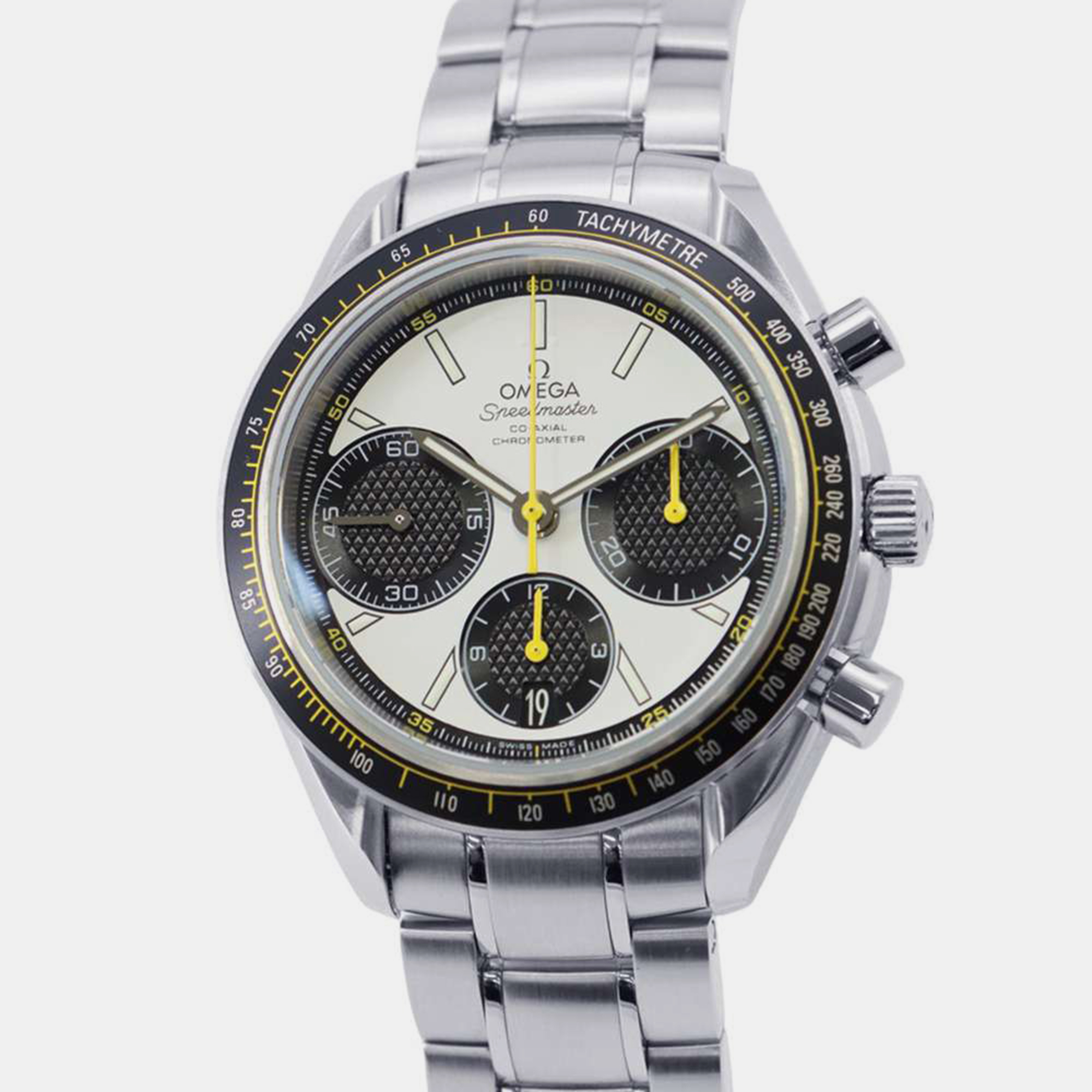 

Omega White Stainless Steel Speedmaster Racing 326.30.40.50.04.001 Automatic Men's Wristwatch 40 mm