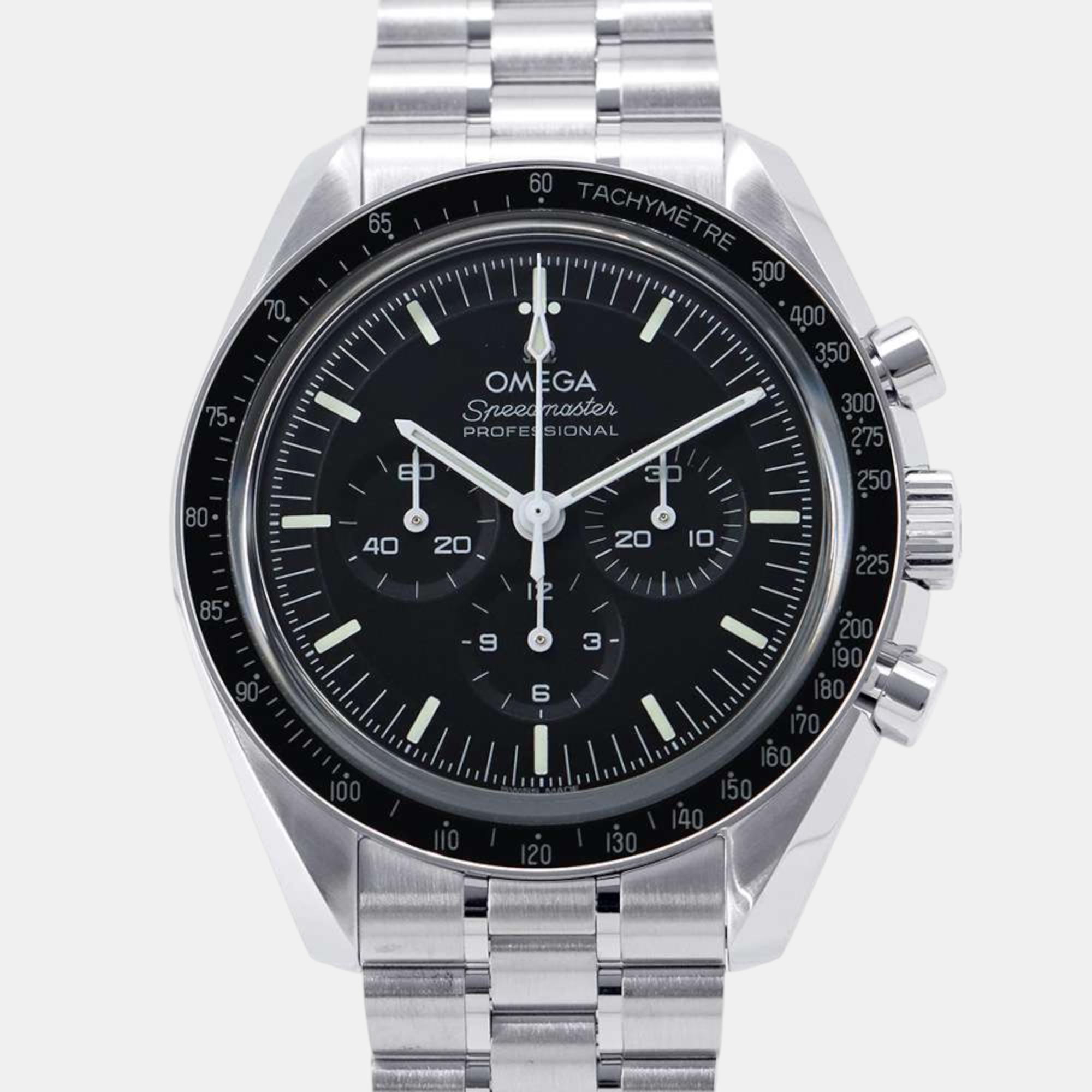 

Omega Black Stainless Steel Speedmaster Moonwatch 310.30.42.50.01.002 Manual Winding Men's Wristwatch 42 mm