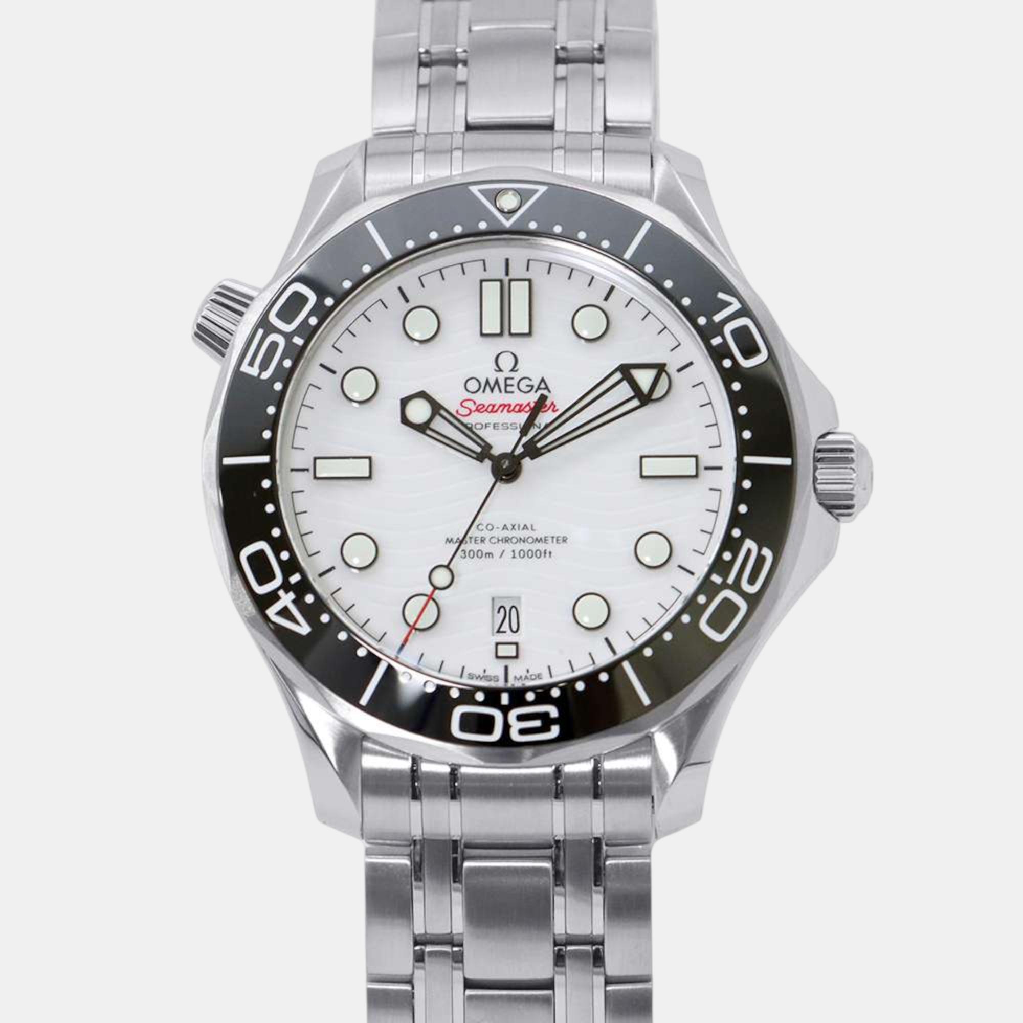 

Omega White Stainless Steel Seamaster 210.30.42.20.04.001 Automatic Men's Wristwatch 42 mm