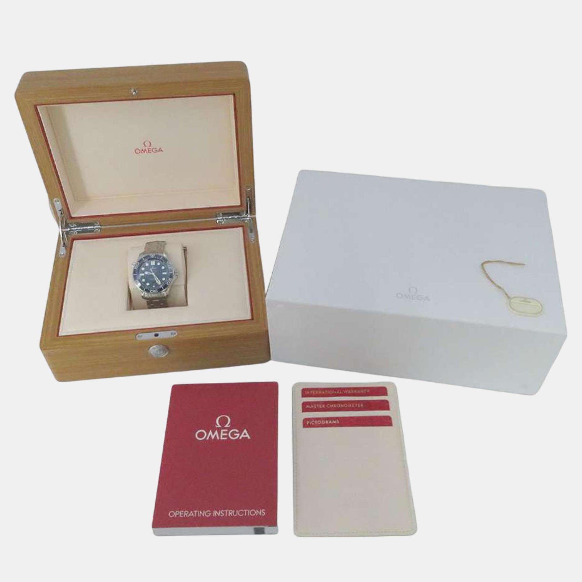 Omega Blue Stainless Steel Seamaster 210.30.42.20.03.001 Automatic Men`s Wristwatch 42 mm 