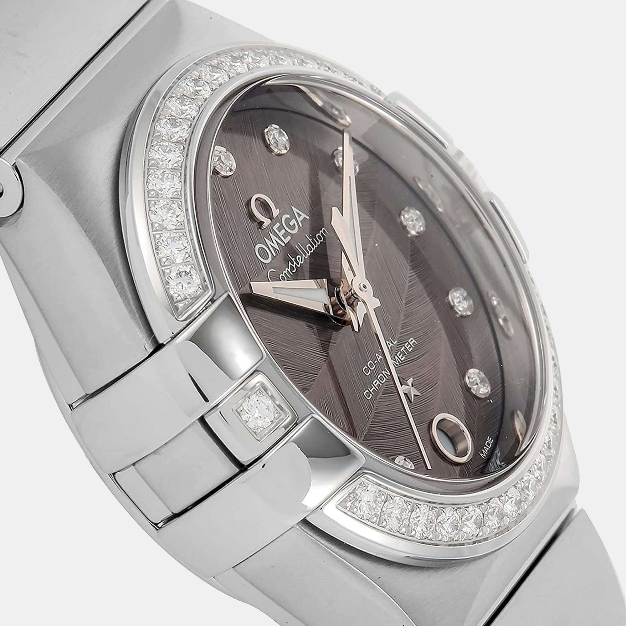 

Omega Brown Diamonds Stainless Steel Constellation Co-Axial 123.15.27.20.56.001 Women’s Wristwatch 27 mm, Silver