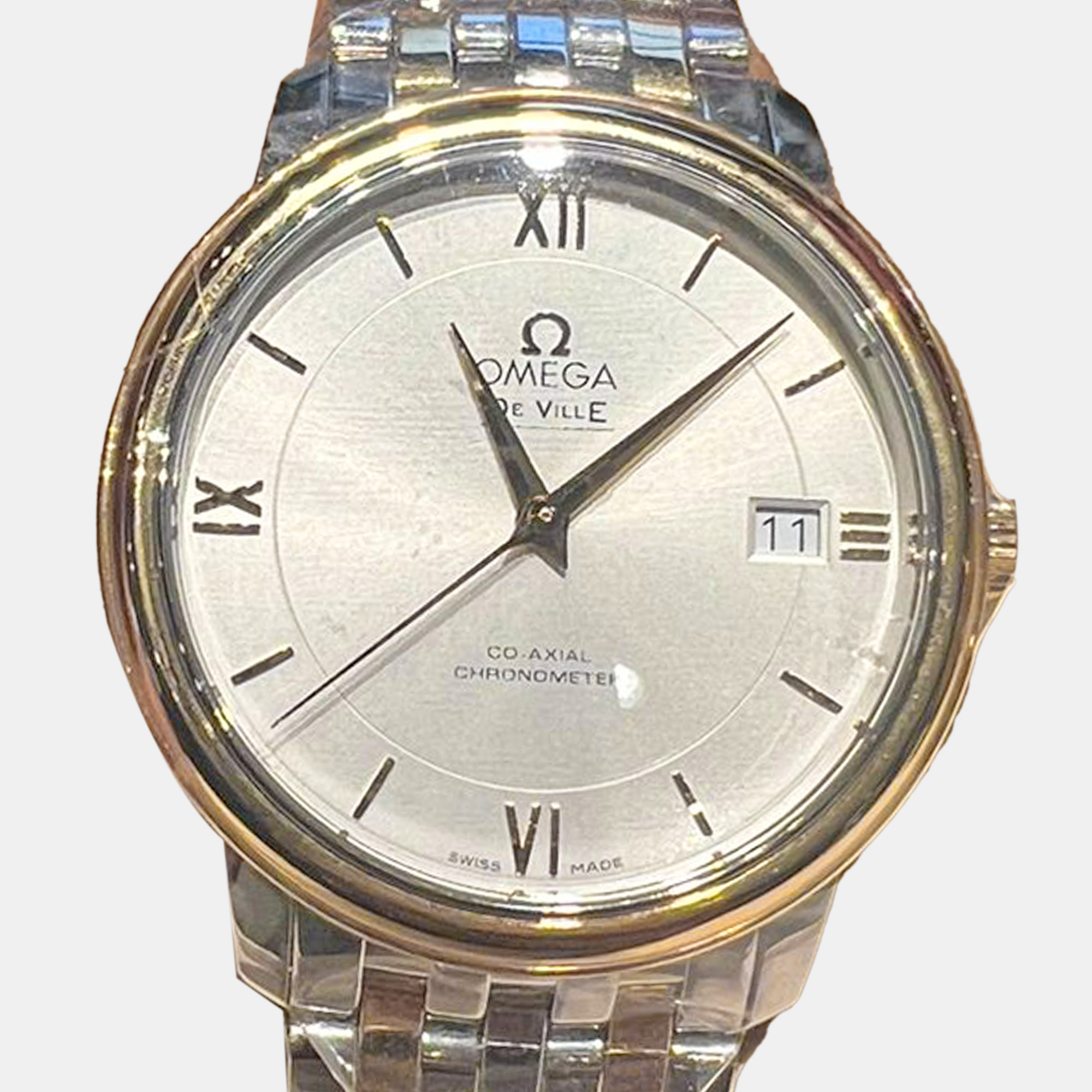 

Omega Silver 18K Yellow Gold Stainless Steel Prestige Co-Axial 424.20.37.20.02.001 Men’s Wristwatch 36.8 mm