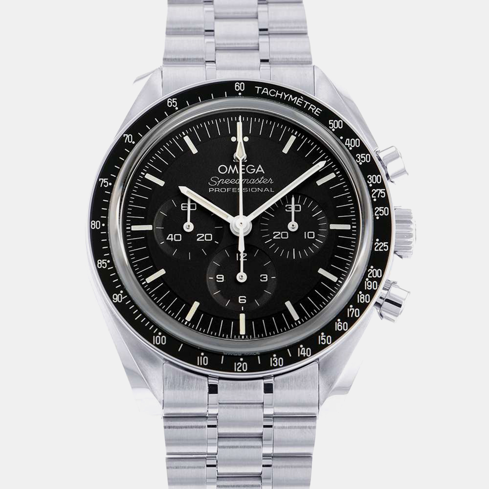 Pre-owned Omega Black Stainless Steel Speedmaster Moonwatch 310.30.42.50.01.002 Manual Winding Men's Wristwatch 42 M