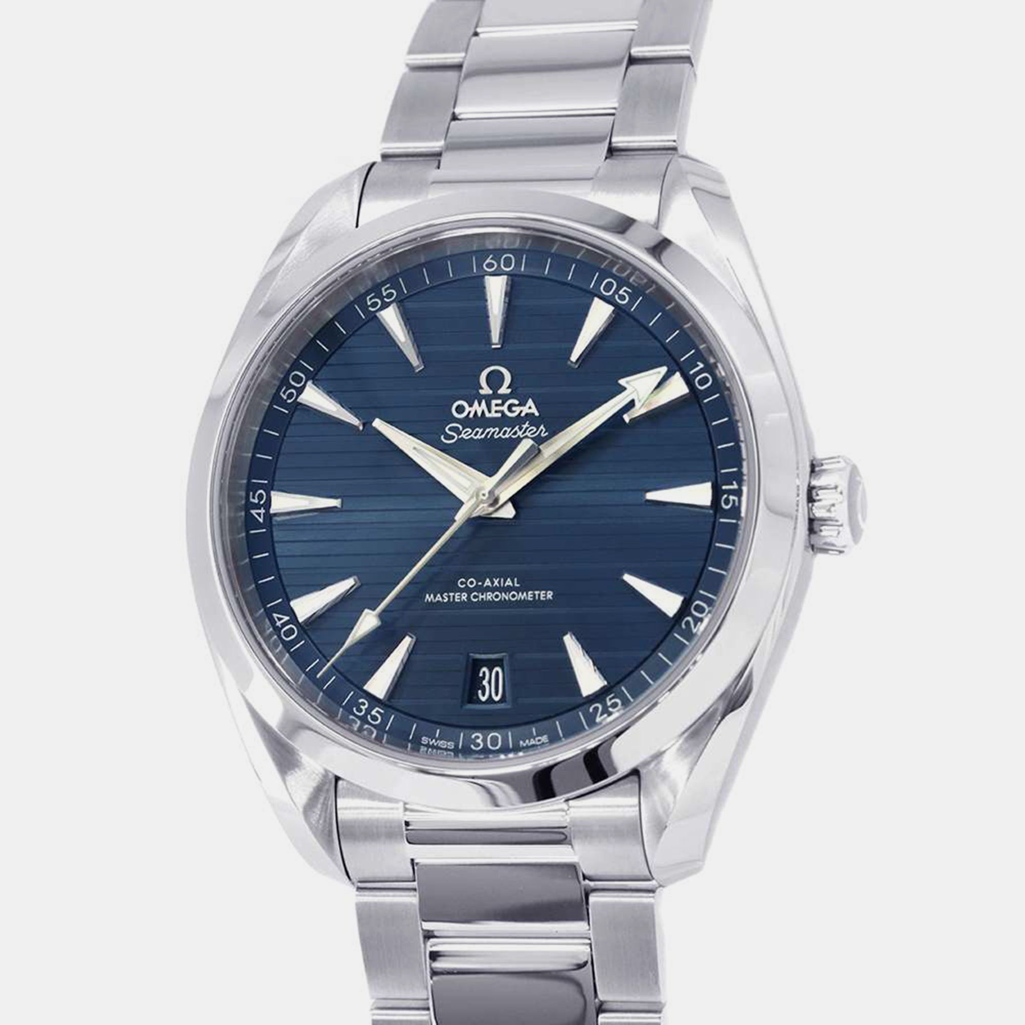 

Omega Blue Stainless Steel Seamaster Aqua Terra Automatic Men's Wristwatch
