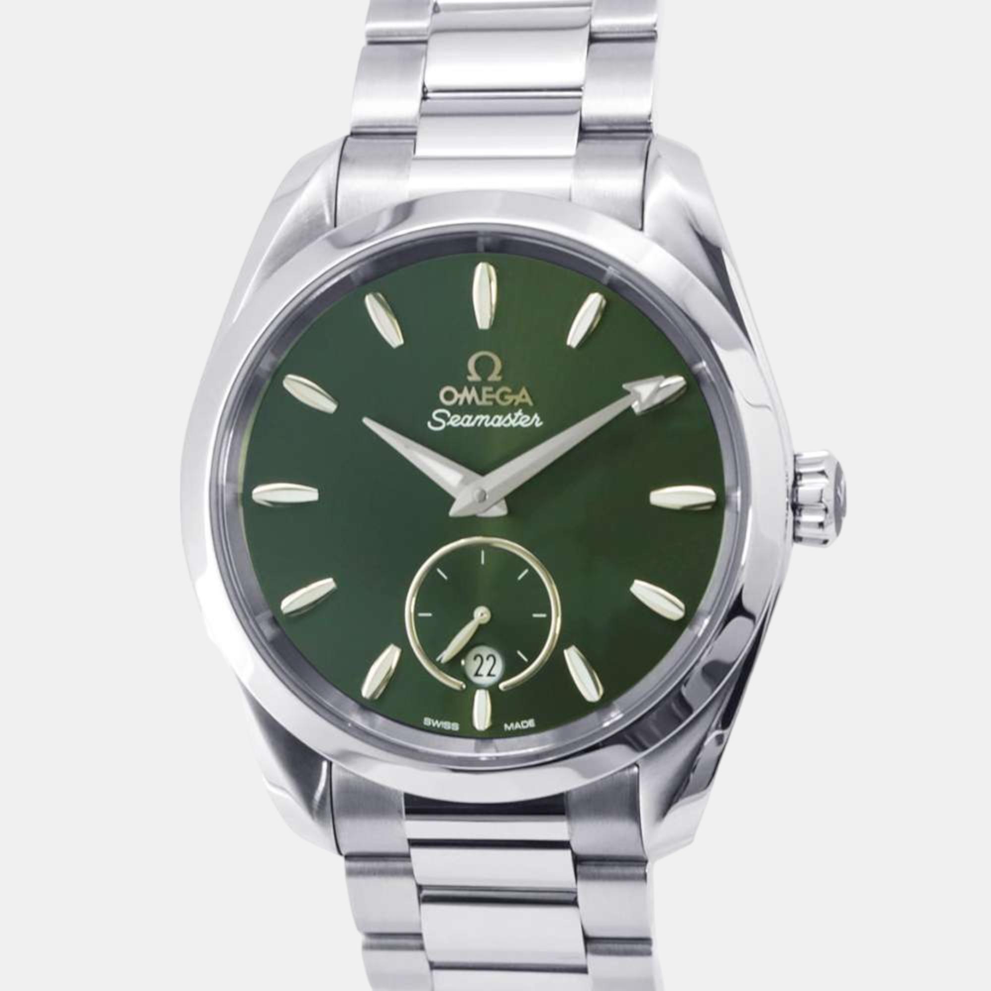 

Omega Green Stainless Steel Seamaster Aqua Terra Automatic Men's Wristwatch 38 mm