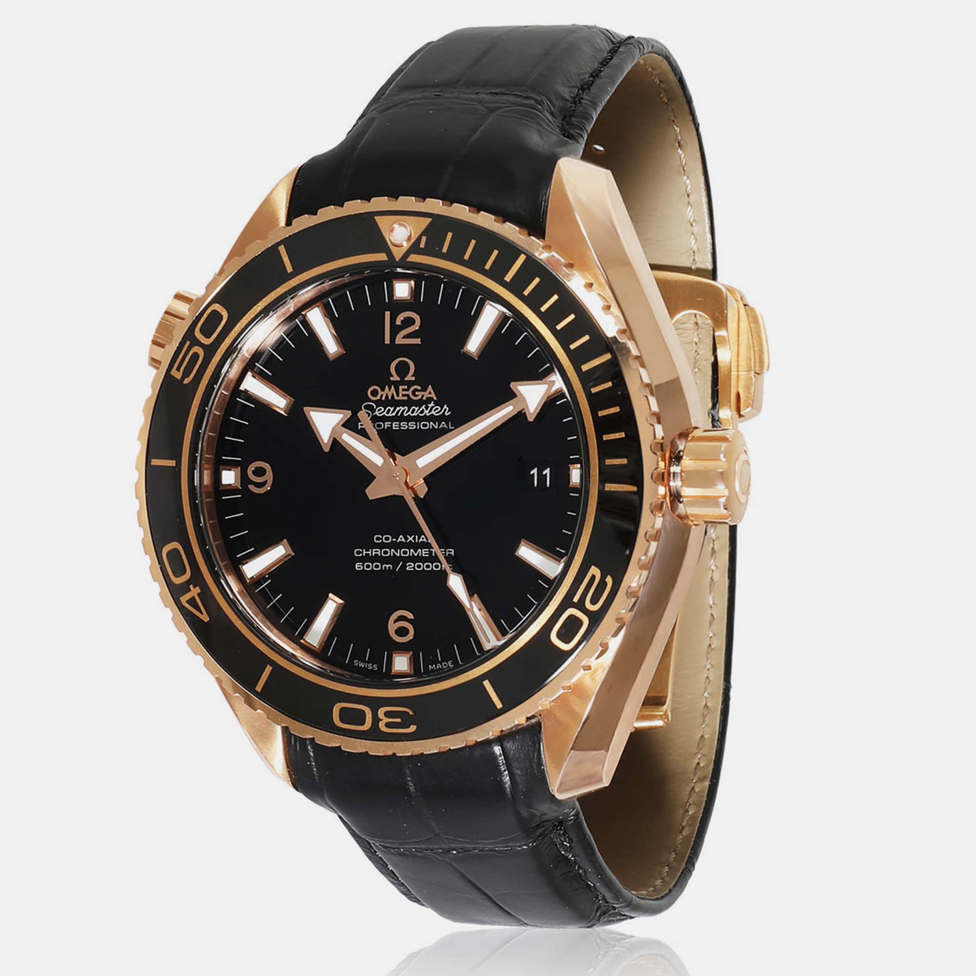 

Omega Black 18k Rose Gold Seamaster Planet Ocean 232.63.46.21.01.001 Automatic Men's Wristwatch 45.5 mm