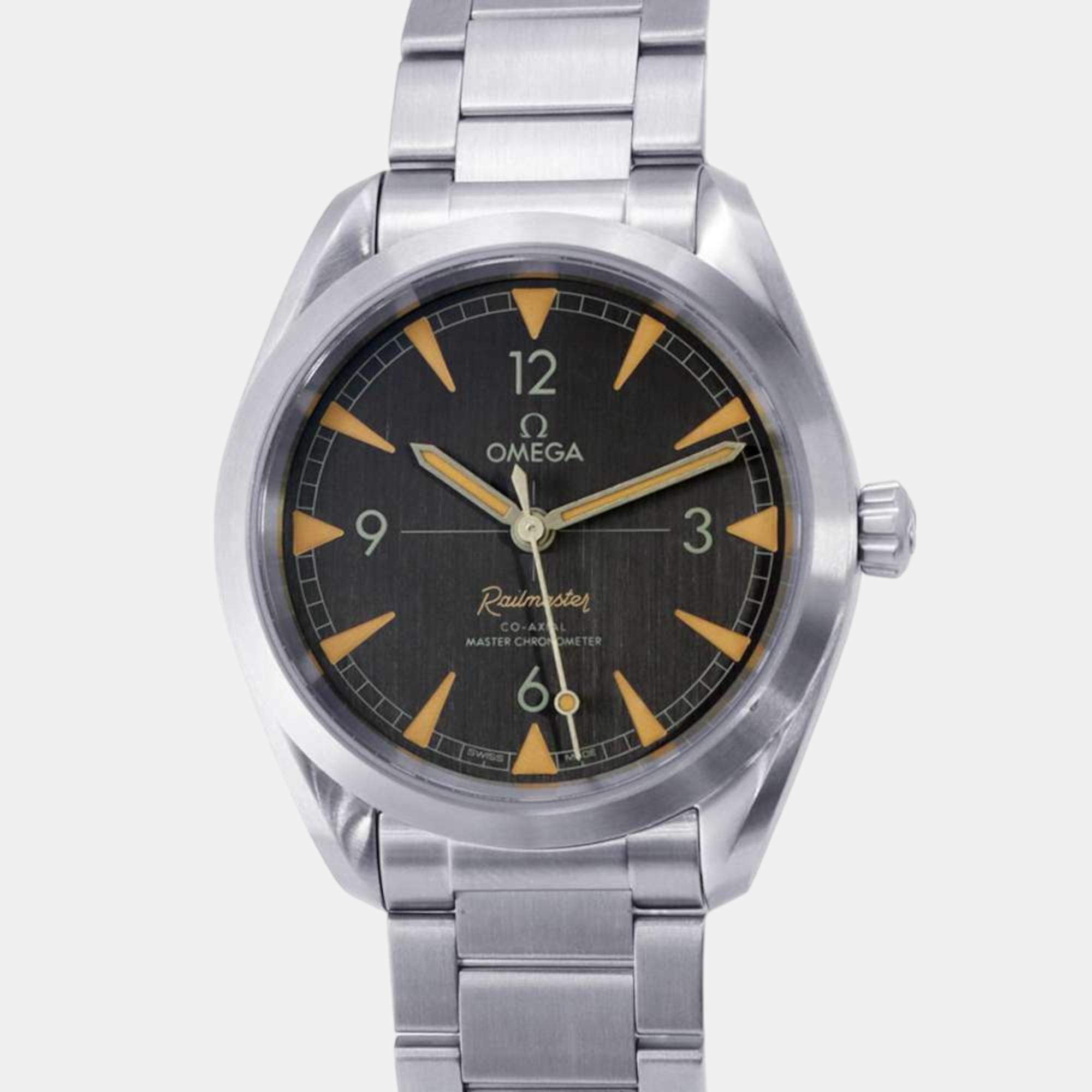 

Omega Black Stainless Steel Railmaster Automatic Men's Wristwatch 40 mm