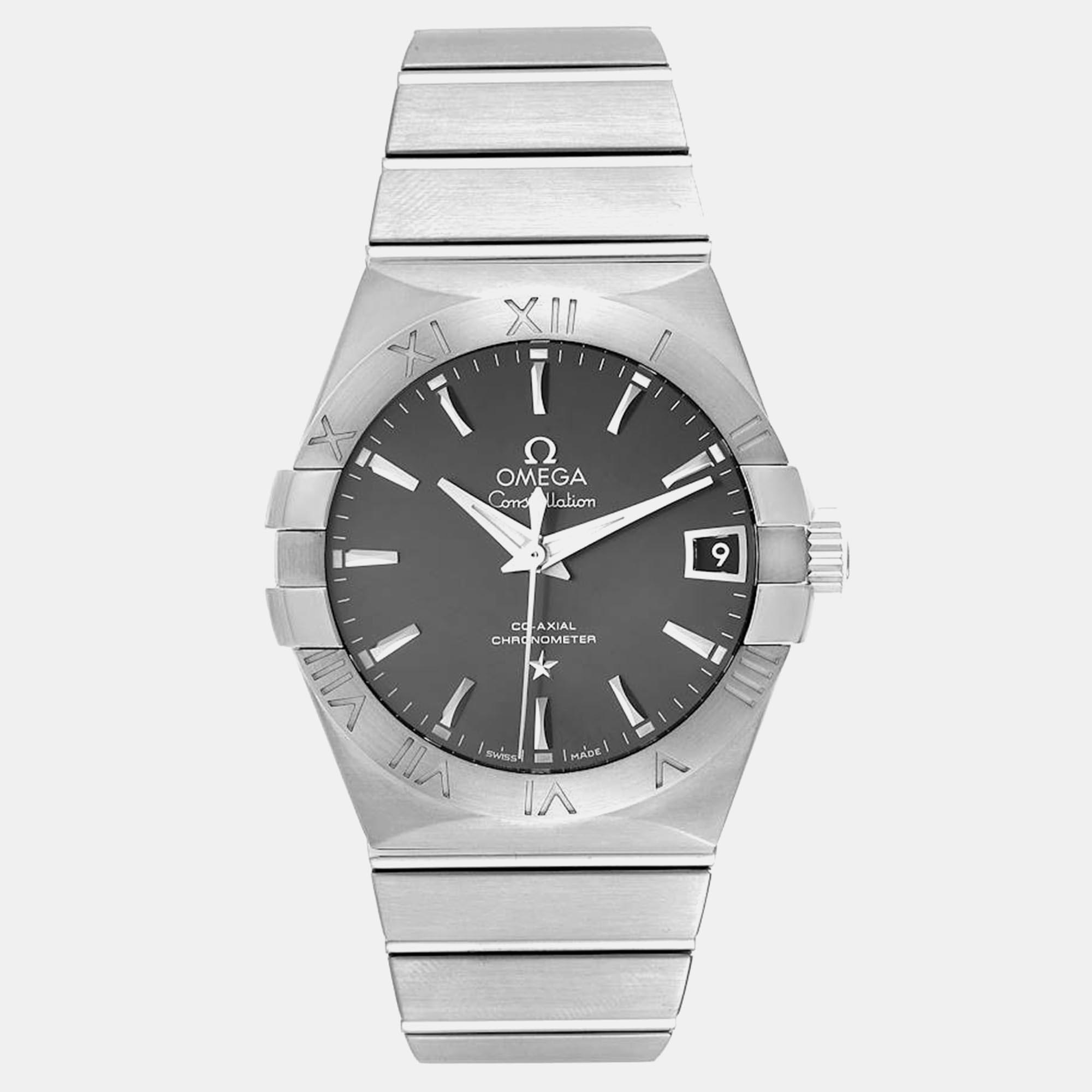 

Omega Grey Stainless Steel Constellation 123.10.38.21.06.001 Automatic Men's Wristwatch 38.5 mm