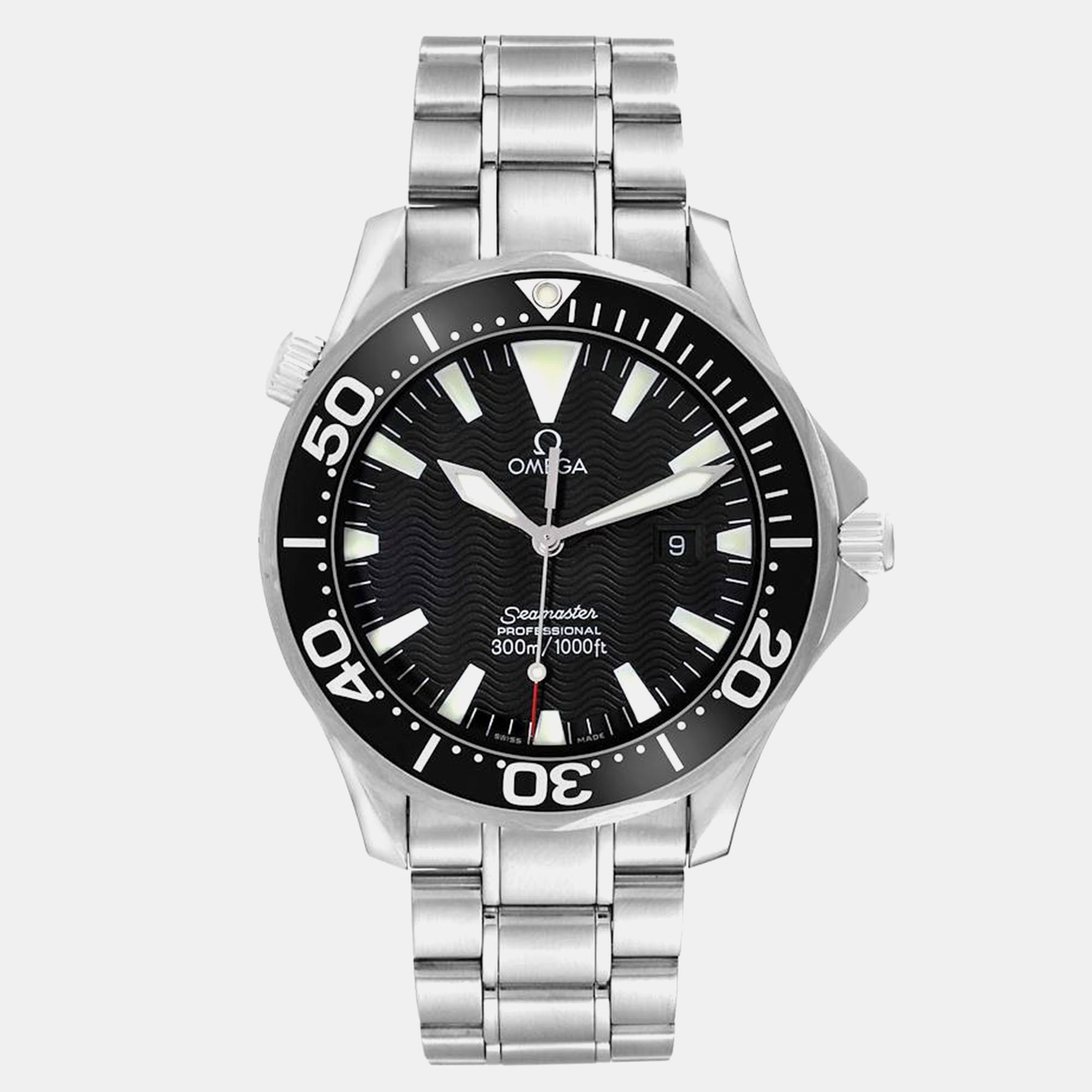 

Omega Black Stainless Steel Seamaster 2264.50.00 Quartz Men's Wristwatch 41 mm