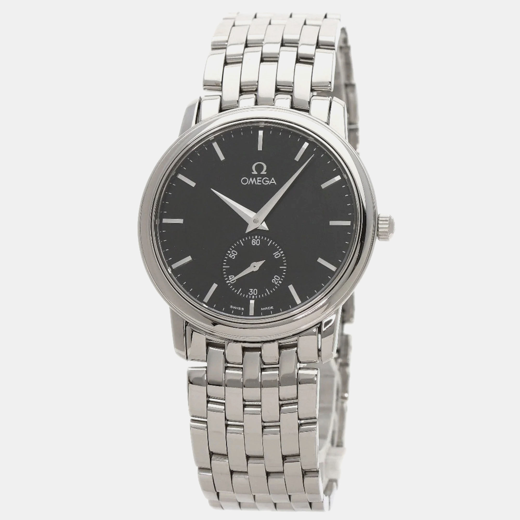 

Omega Black Stainless Steel De Ville Prestige 4520.51 Manual Winding Men's Wristwatch 39.5 mm