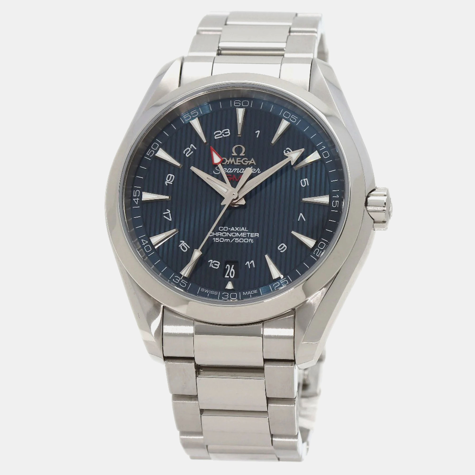 

Omega Navy Blue Stainless Steel Seamaster Aqua Terra Automatic Men's Wristwatch