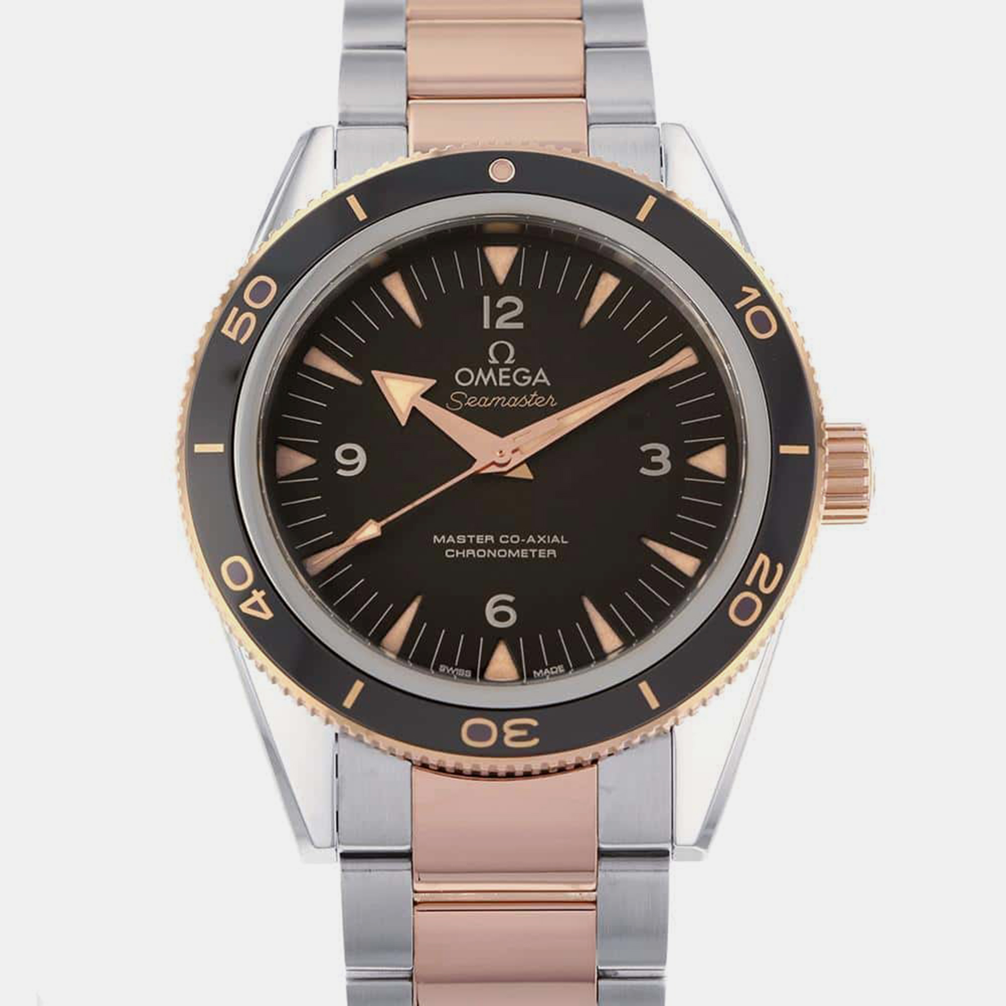 

Omega Black 18k Rose Gold Stainless Steel Seamaster Automatic Men's Wristwatch 41 mm