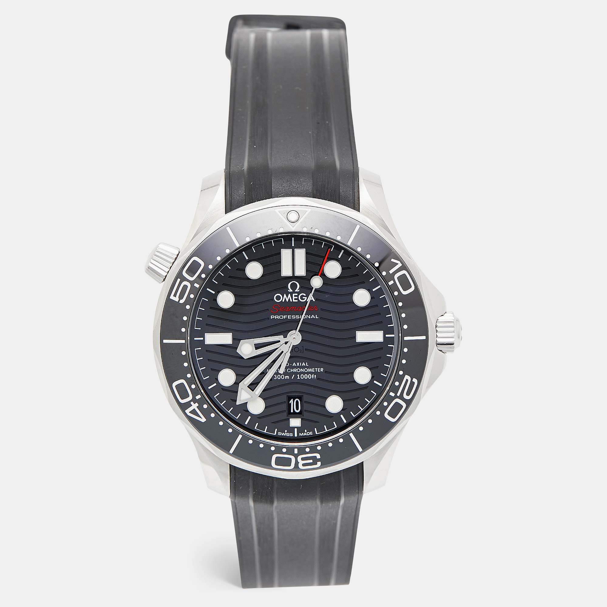 

Omega Black Ceramic Stainless Steel Rubber Seamaster Professional Diver