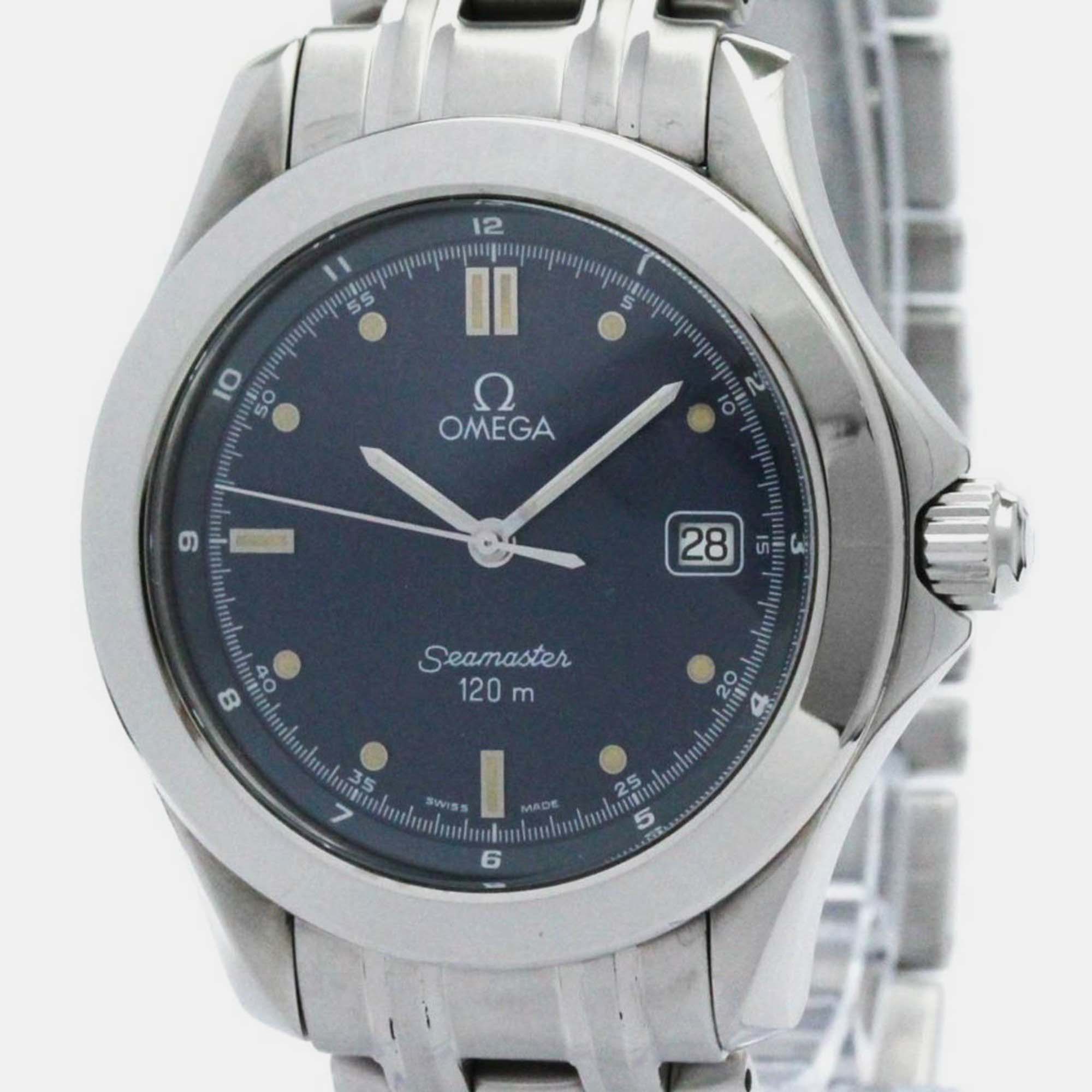 

Omega Blue Stainless Steel Seamaster 2511.80 Quartz Men's Wristwatch 36 mm