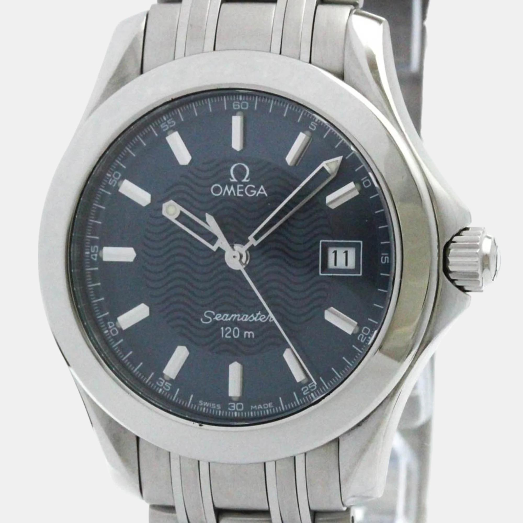 

Omega Blue Stainless Steel Seamaster 2511.81 Quartz Men's Wristwatch 36 mm