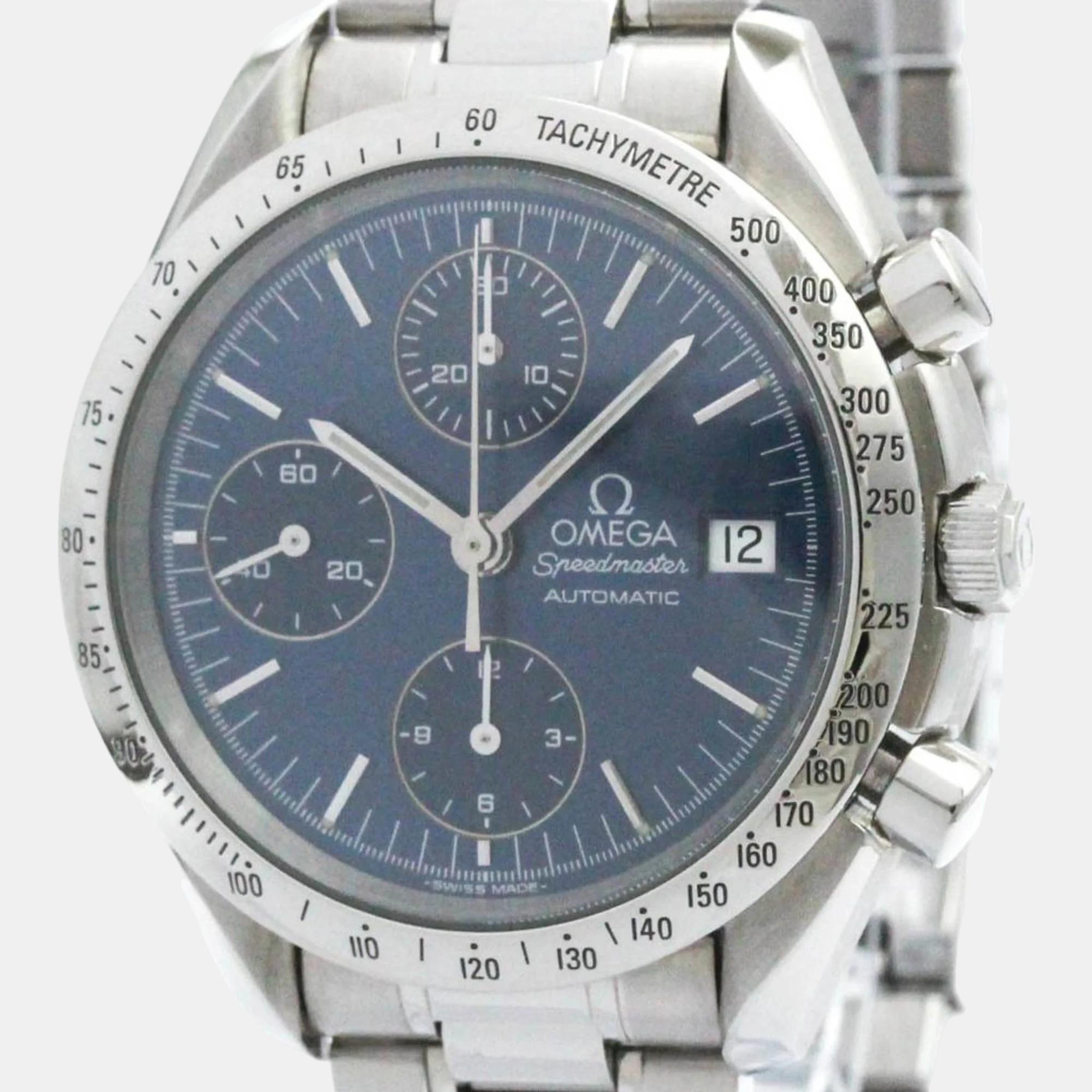 

Omega Blue Stainless Steel Speedmaster Automatic Men's Wristwatch 39 mm